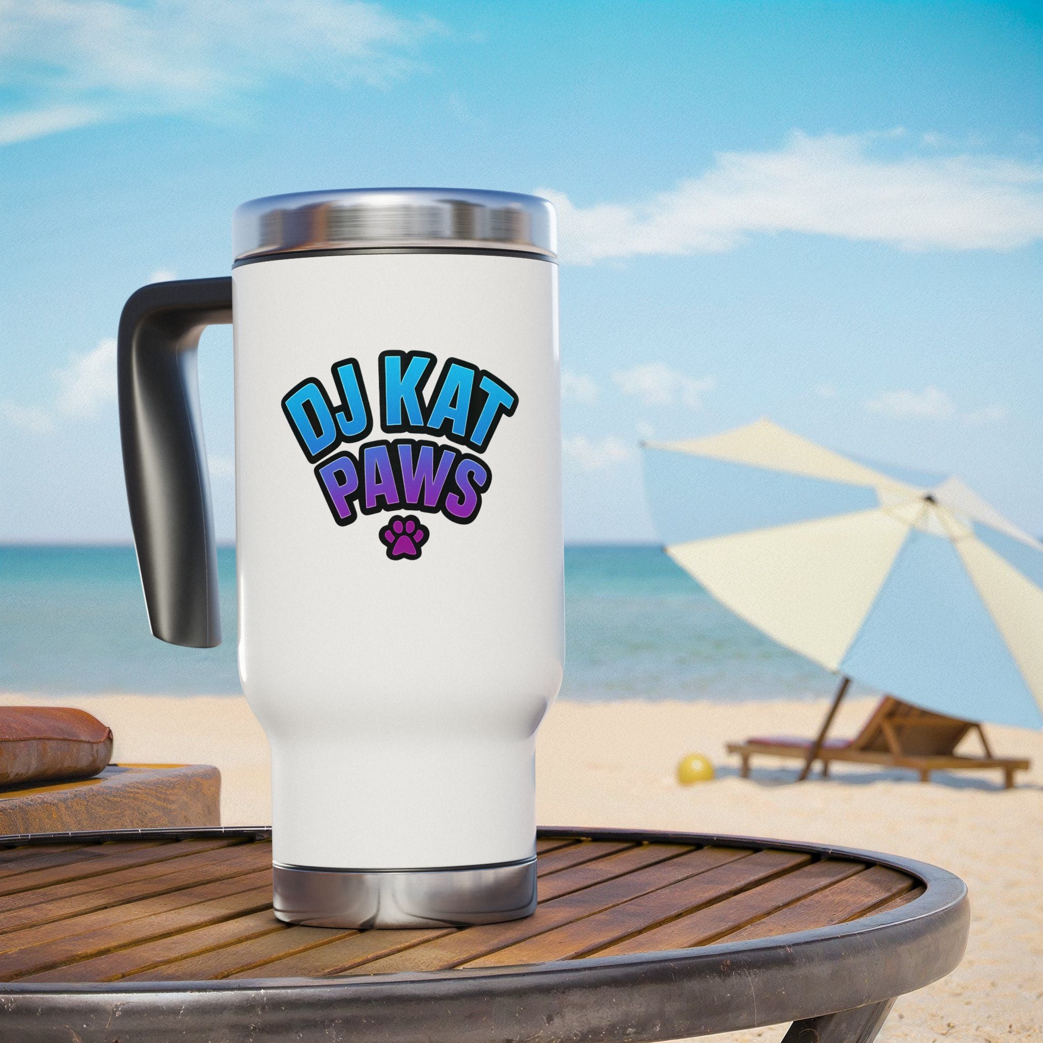 DJ KAT PAWS Purr-fectly Awesome, Travel Mug | Stylish 14oz Stainless Steel Cup, Perfect for Cat Lovers, Musicians, Gifts, Everyday Use