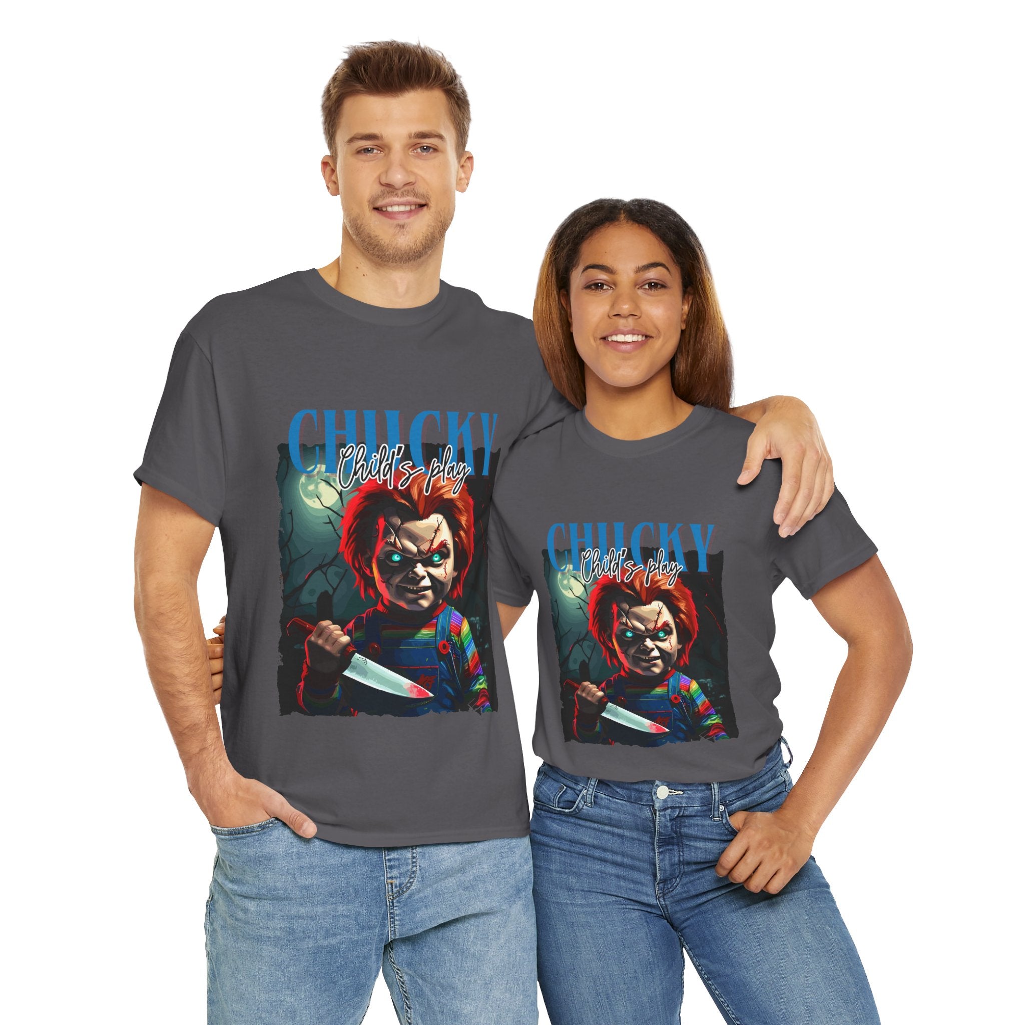 Chucky Horror Graphic Tee, Unisex Cotton Shirt, Halloween Costume, Horror Movie Gift, Spooky T-Shirt, Horror Fan Apparel