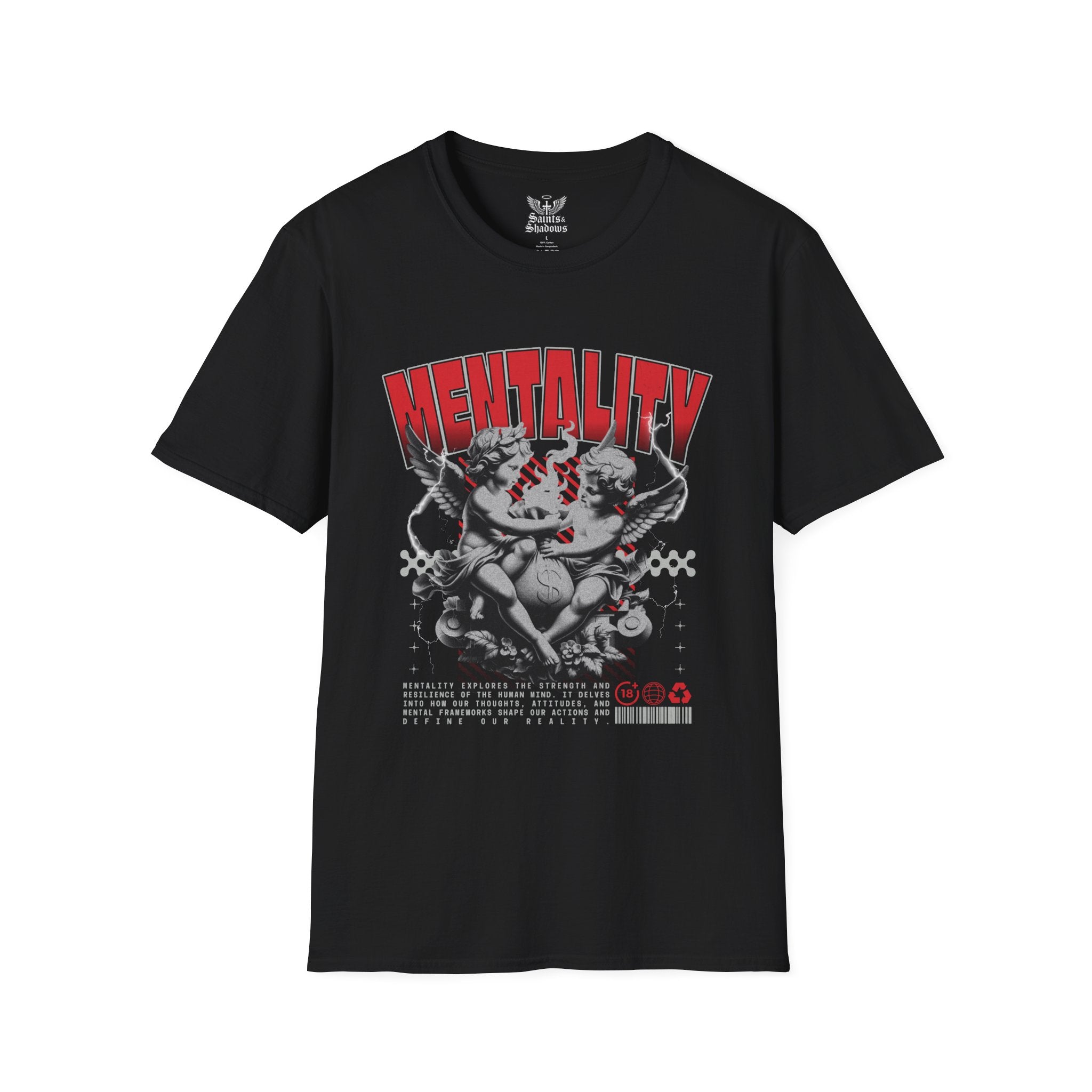 Saints and Shadows - Mentaility, Angelic Artwork Unisex Softstyle T-Shirt, Casual Wear
