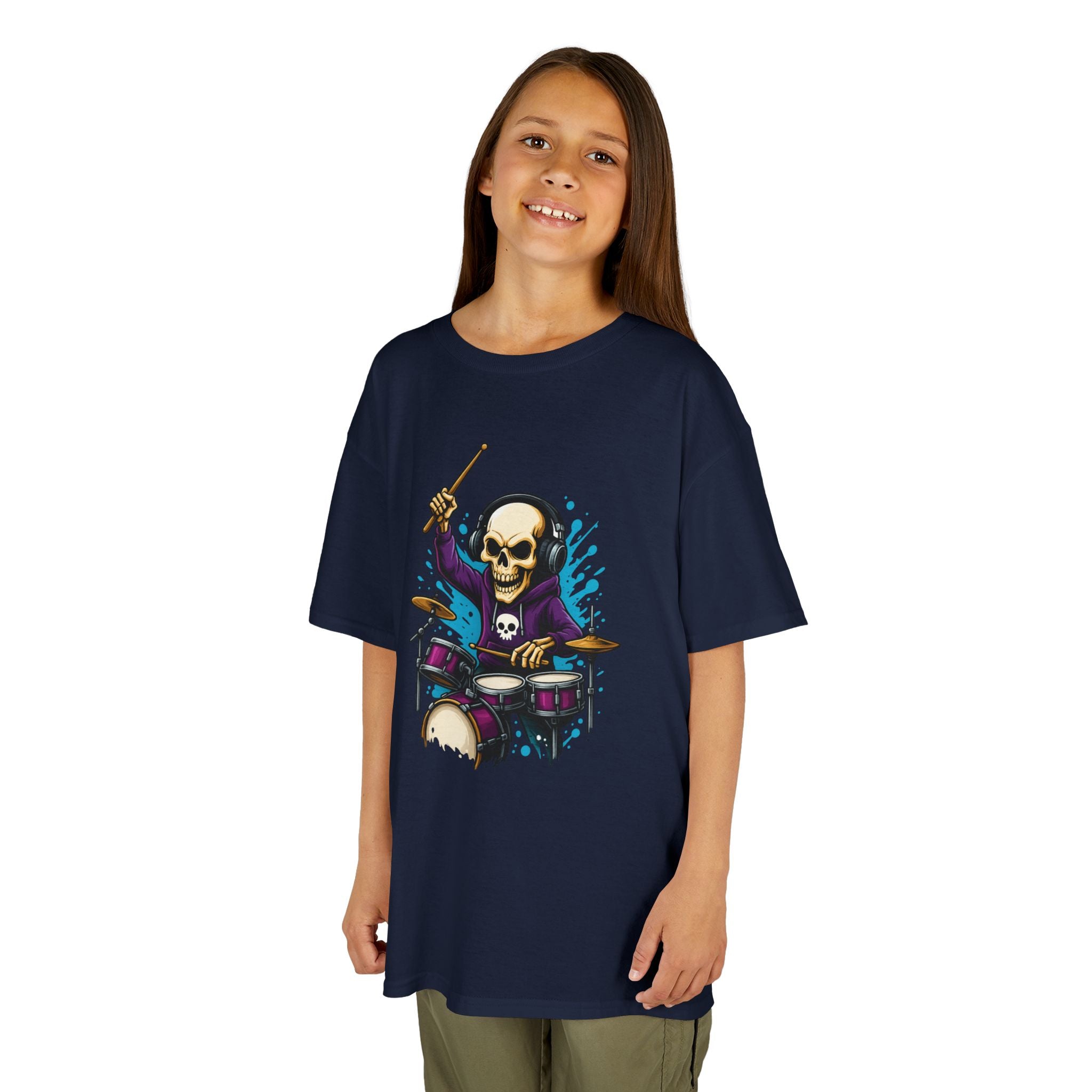 Bone Jams MC Bonez Kids Tee | Drummer Edition | Halloween Costume, Birthday Gift & Drop Dead Beats Apparel