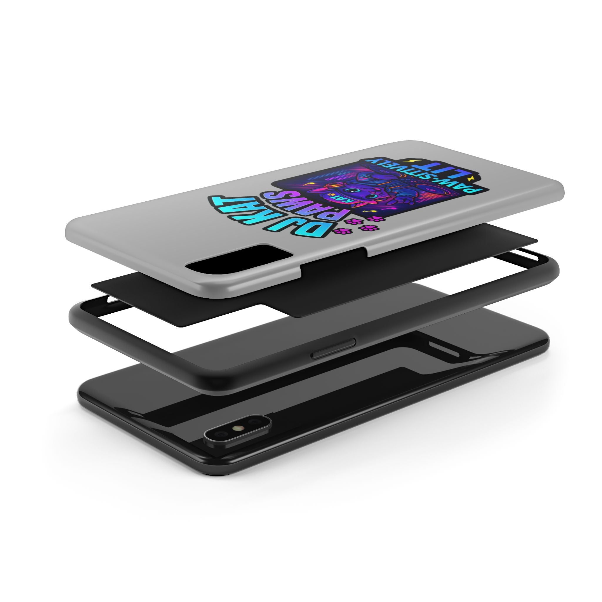 DJ KAT PAWS - Paw-sitively LIT | Tough Phone Cases - Unique Gift for Cat Lovers, Funny Phone Accessory, Music Lover's Case, Pet Owner Present