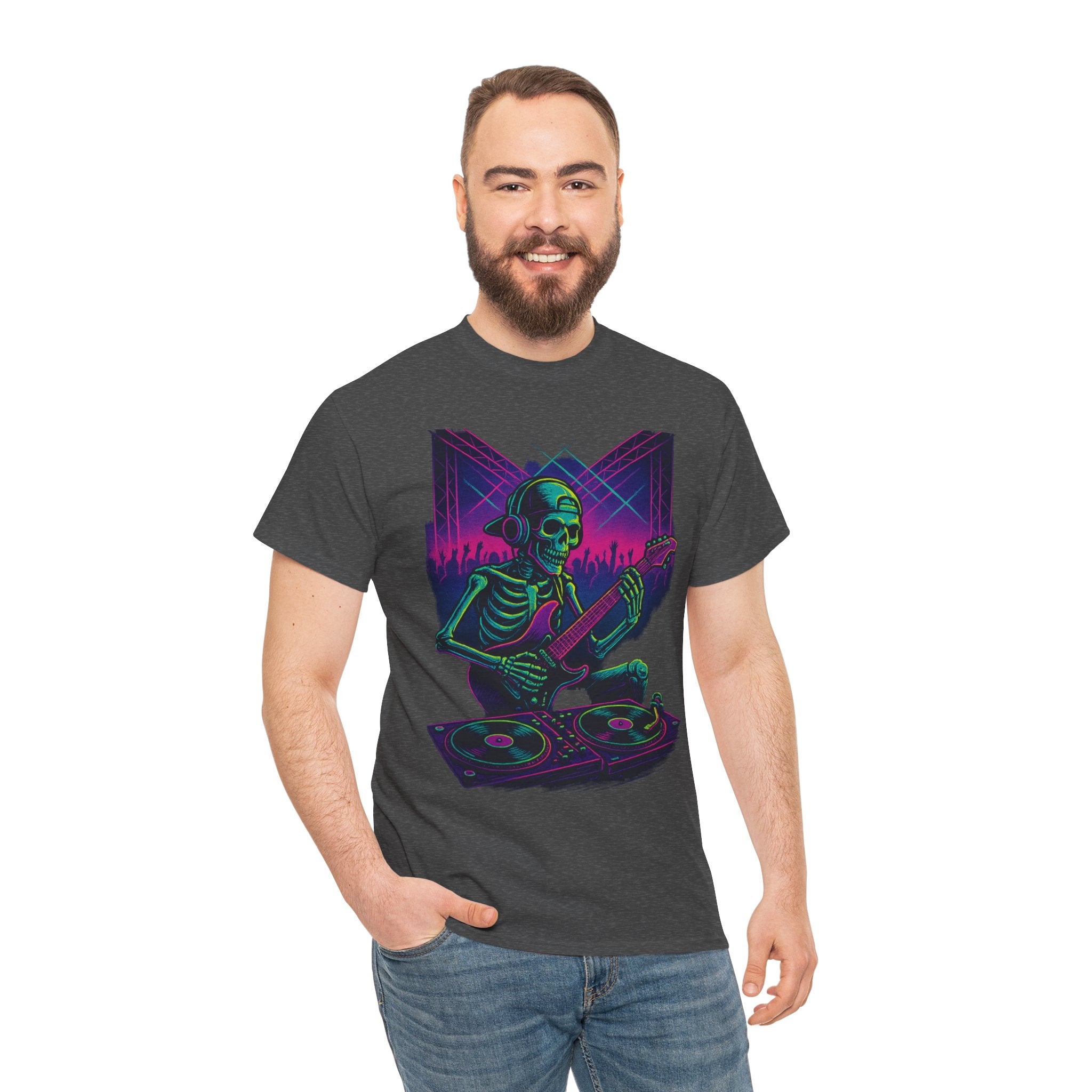 Bone Jams Rockin’ Skeleton, Tee | Loud Enough to Wake the Dead | Unisex Cotton Shirt for Music Lovers, Concerts, Halloween, Gifts
