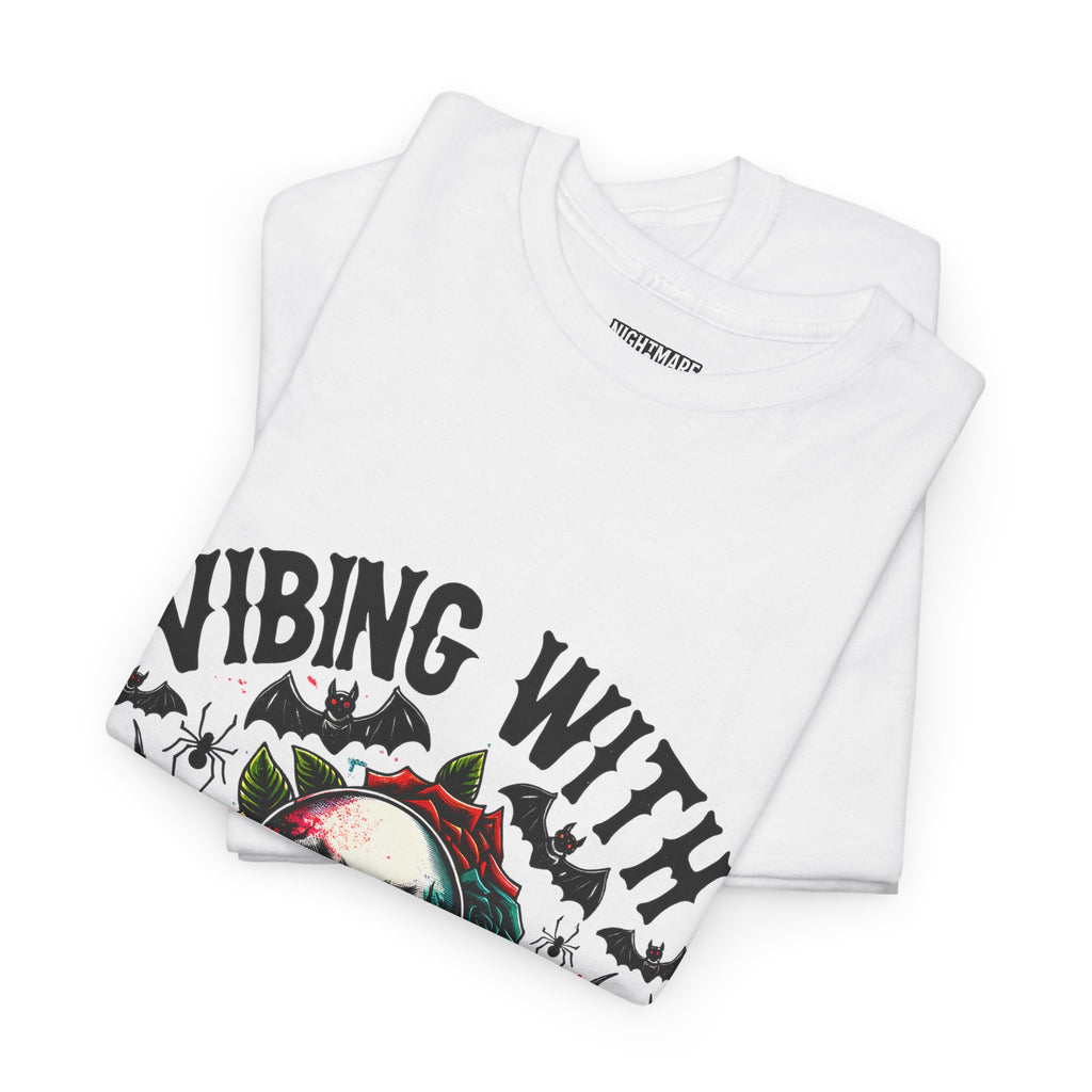 Vibing With My Demons, Halloween Skeleton & Pumpkin Tee, Spooky Season Apparel, Fall Fashion, Gift for Halloween Lovers