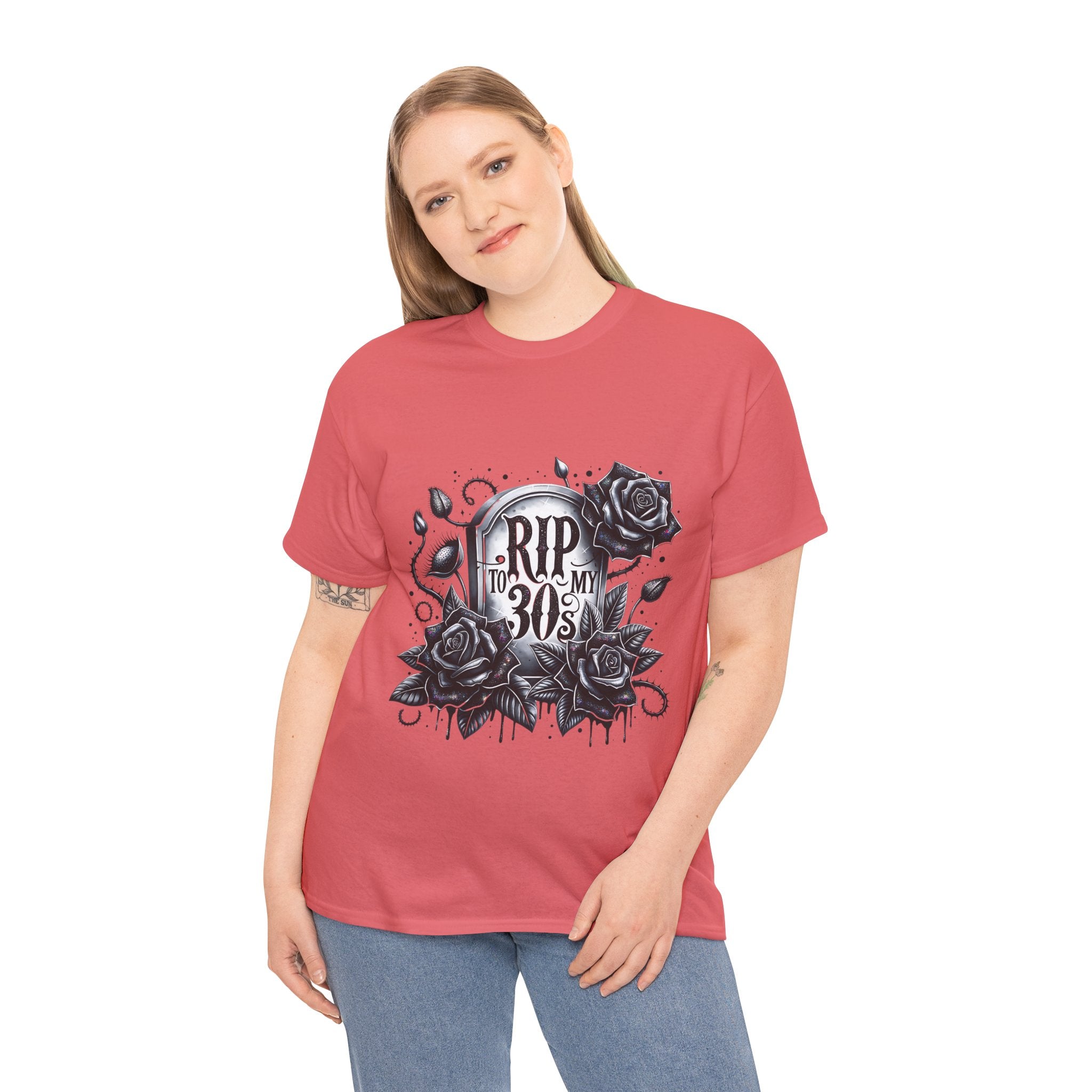 RIP to My 30s, Heavy, Unisex Graphic Shirt, Birthday Gift, Casual Wear, Vintage Style, Floral Design T-shirt