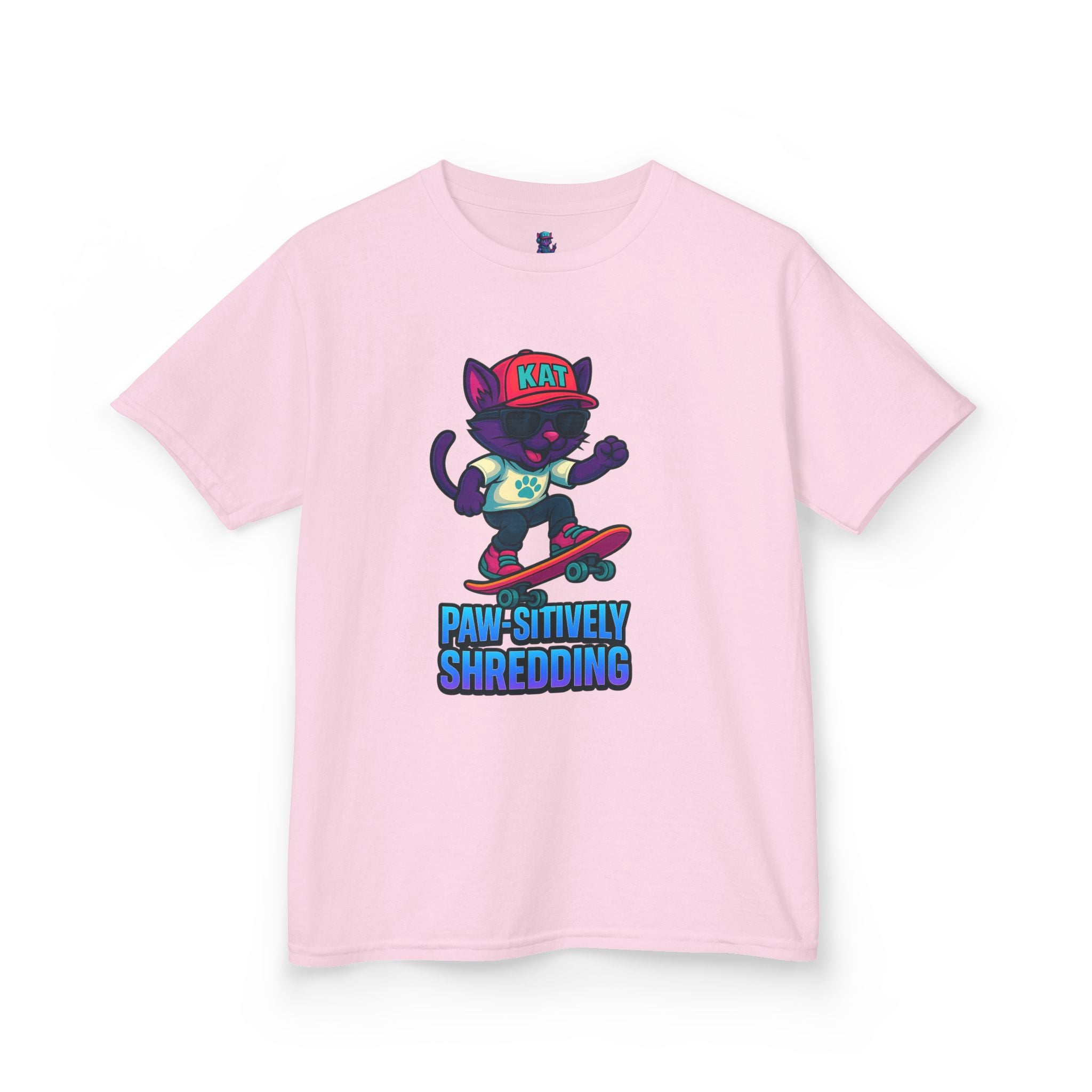 DJ KAT PAWS - Fun Skater Cat Design, Youth Summer T-Shirt, Cool Kids Apparel, Birthday Gift, Trendy Casual Wear