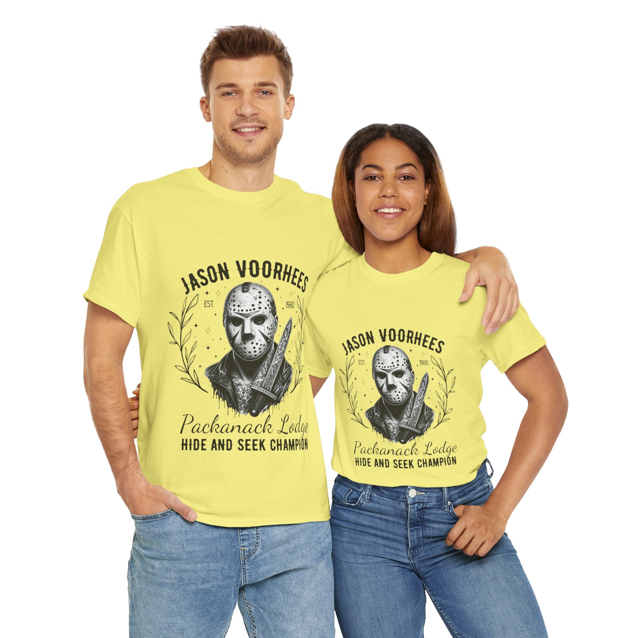 Jason Voorhees 'Hide and Seek Champion'  - Horror Graphic Tee, Unisex Cotton Shirt, Halloween Costume, Horror Movie Gift, Spooky T-Shirt, Horror Fan Apparel