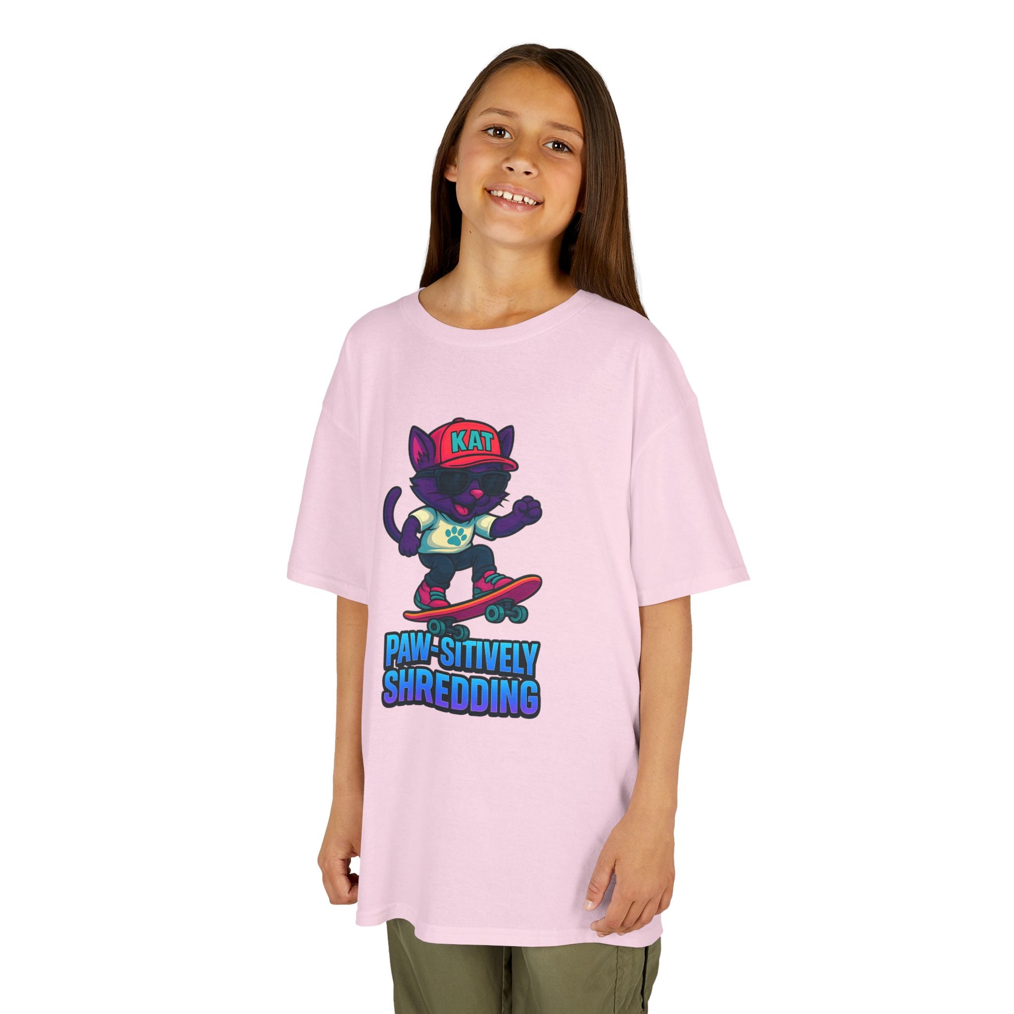 DJ KAT PAWS - Fun Skater Cat Design, Youth Summer T-Shirt, Cool Kids Apparel, Birthday Gift, Trendy Casual Wear