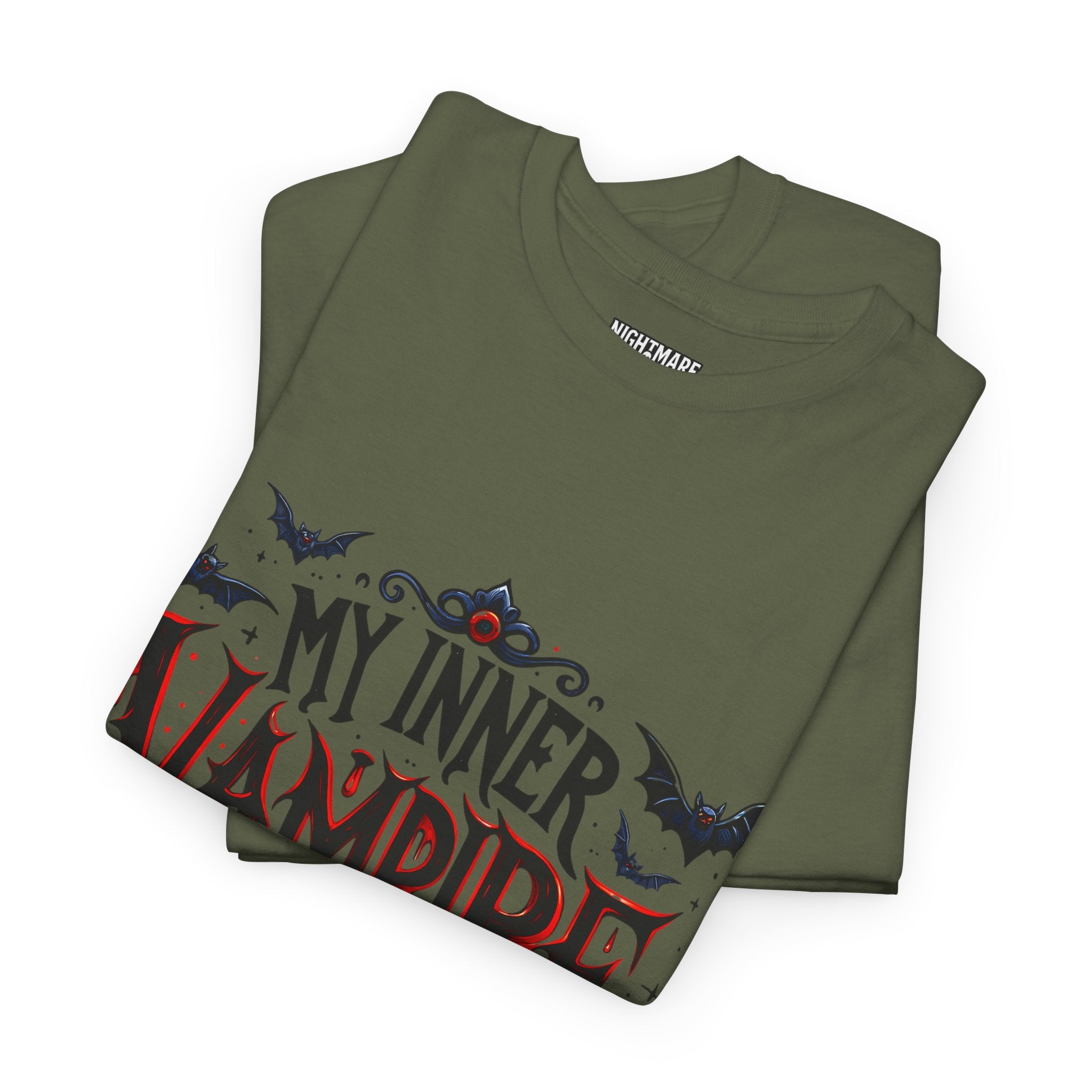 My Inner Vampire Hates Mornings, Tee - Unisex Heavy Cotton Shirt for Halloween, Gifts, Casual Wear, Funny T-Shirt, Vampire Lover Apparel