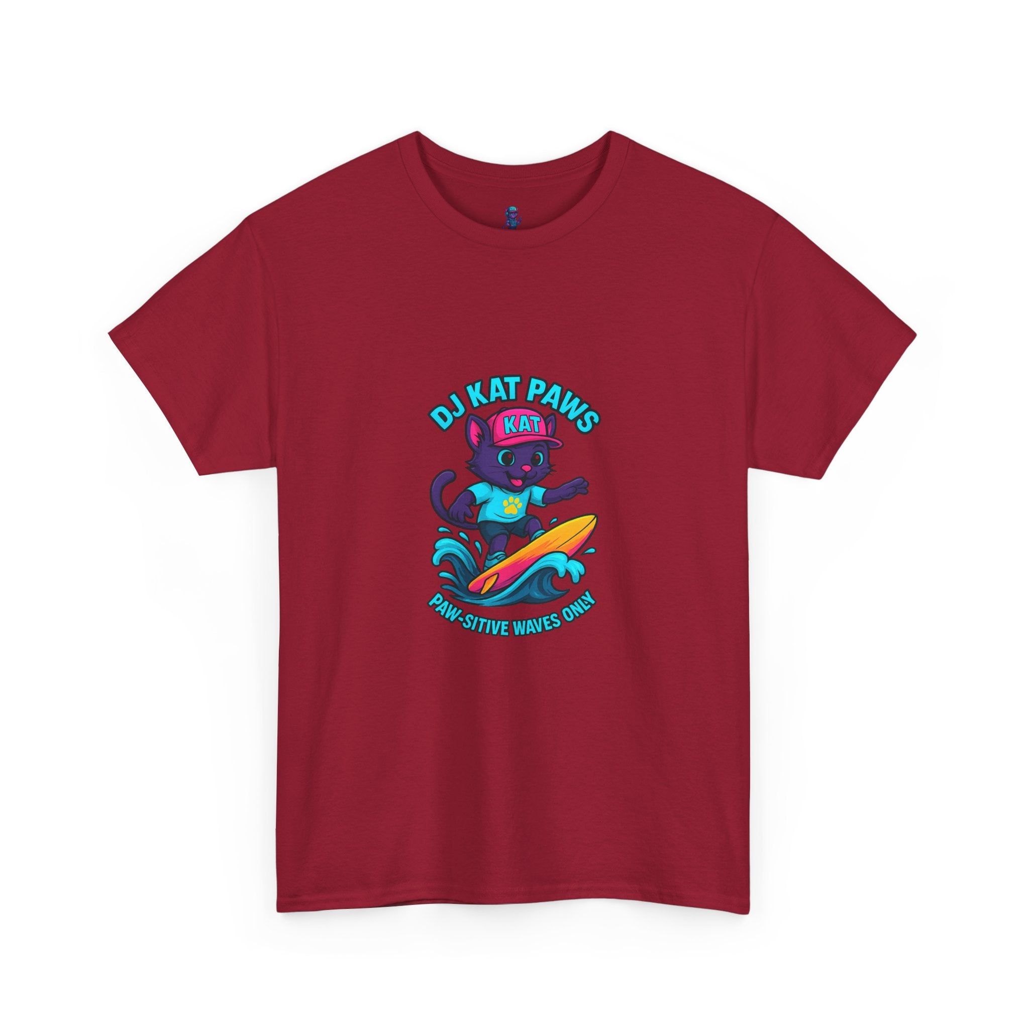 DJ KAT PAWS Surfing Fun T-Shirt | Stay Cool, Have Fun, Play Safe, Be You! | Fun Summer Tee, Gift for Cat Lovers, Beach Vibes