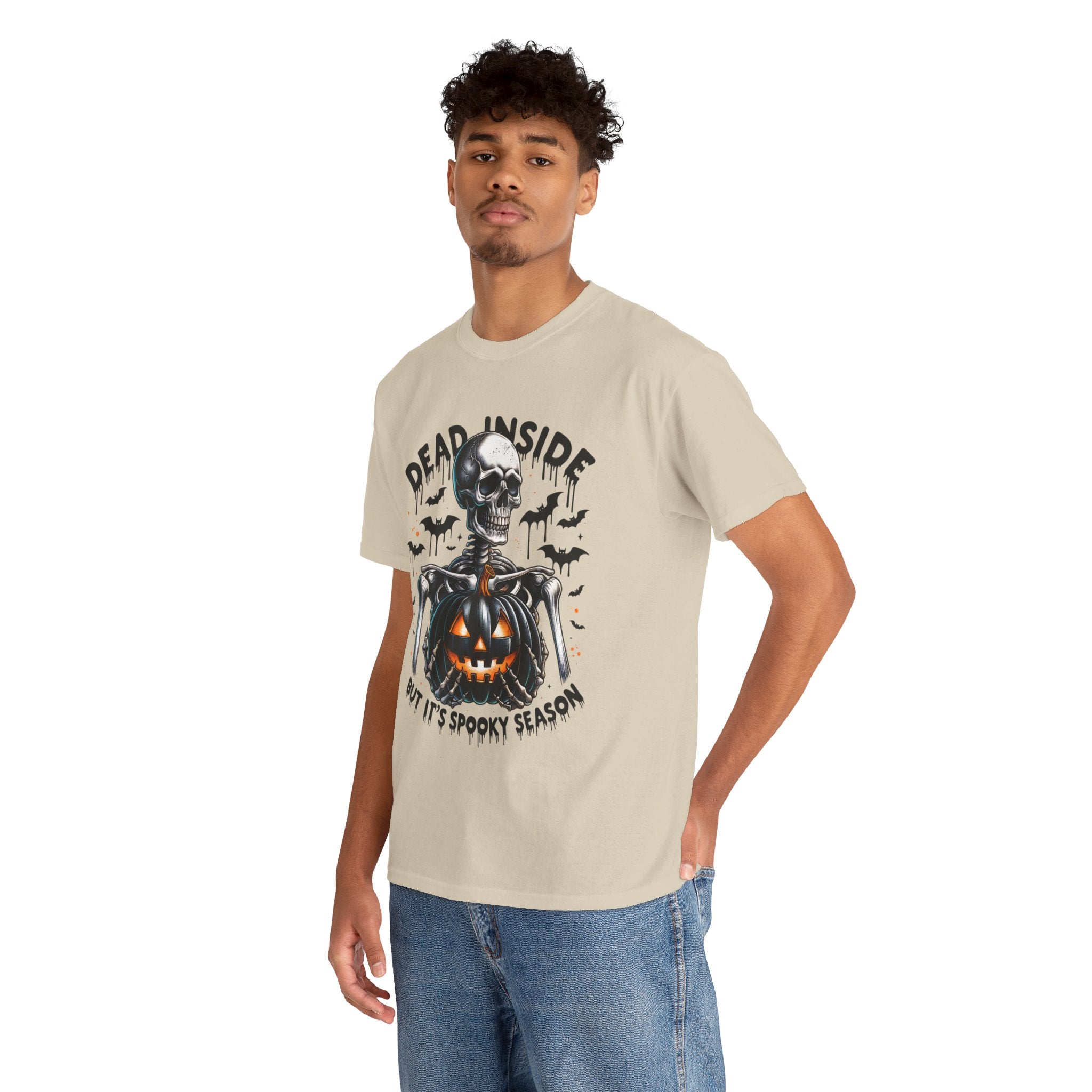 Dead Inside, Spooky Season Tee, Unisex Heavy Cotton T-Shirt, Halloween Shirt, Fun Casual Wear, Graphic Tee, Gift for Halloween Lovers
