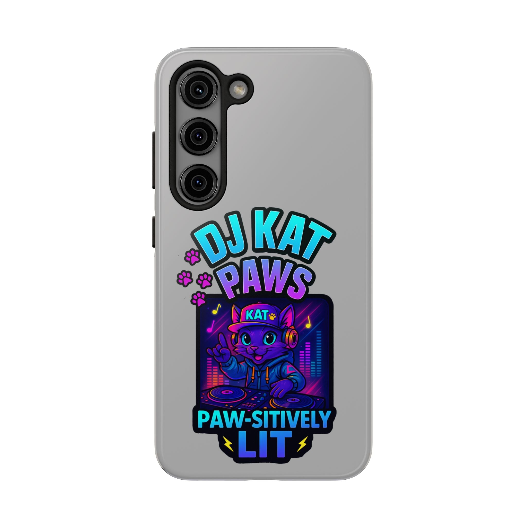 DJ KAT PAWS - Paw-sitively LIT | Tough Phone Cases - Unique Gift for Cat Lovers, Funny Phone Accessory, Music Lover's Case, Pet Owner Present