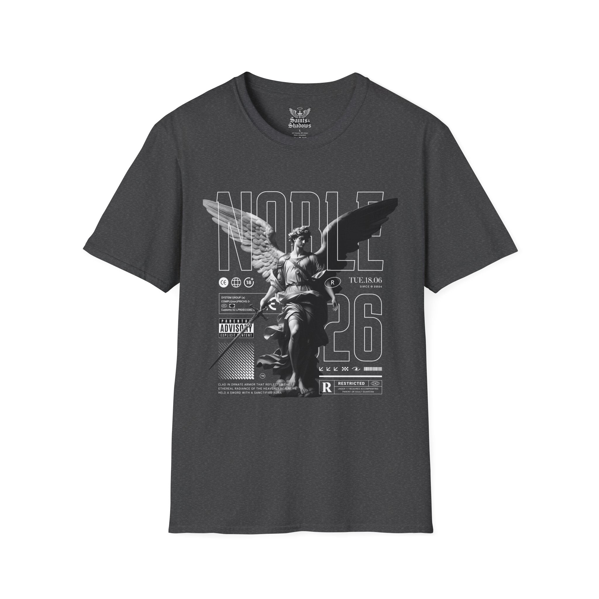 Saints and Shadows - Noble, Angelic Artwork Unisex Softstyle T-Shirt, Casual Wear
