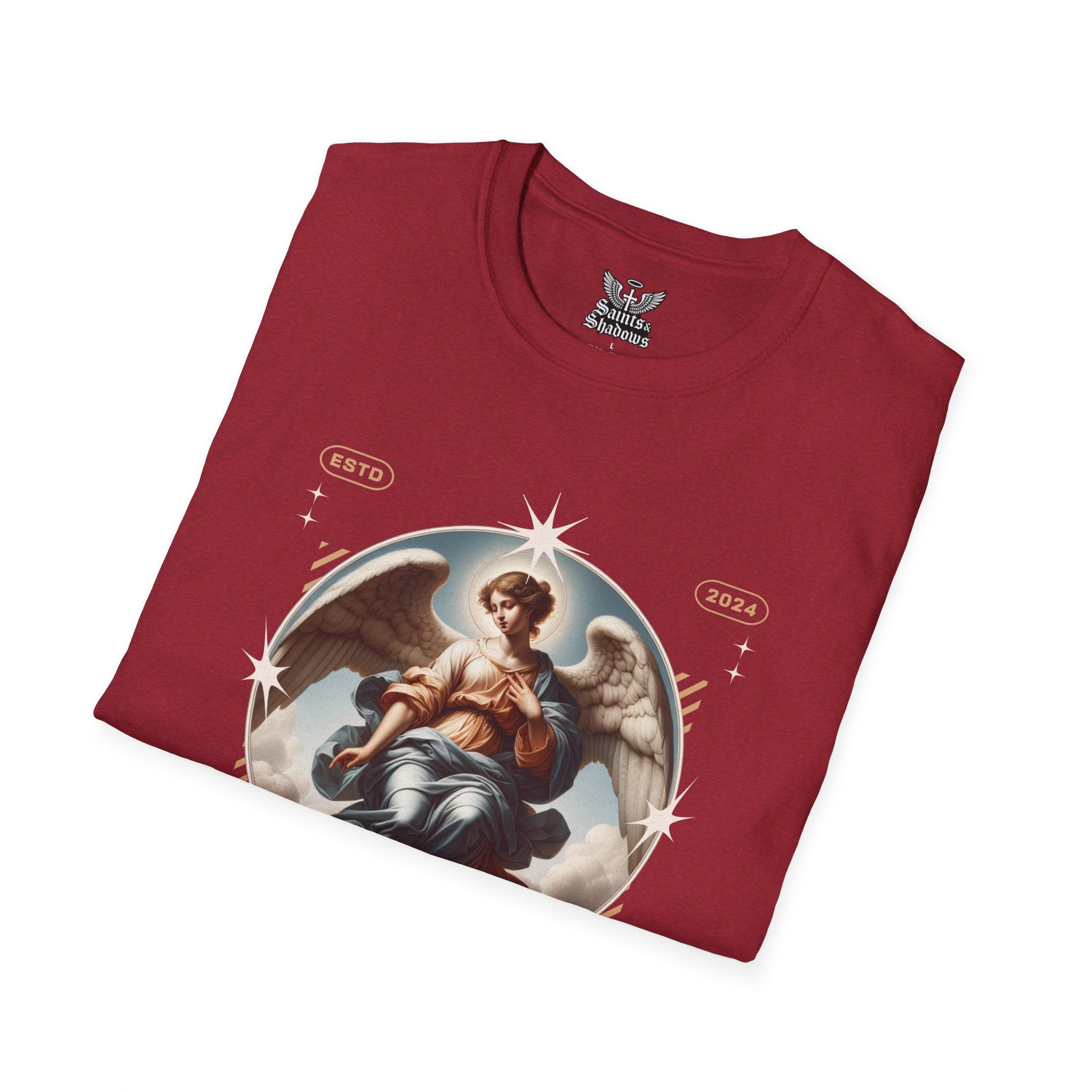 Saints and Shadows - Reflection, Angelic Artwork Unisex Softstyle T-Shirt, Casual Wear