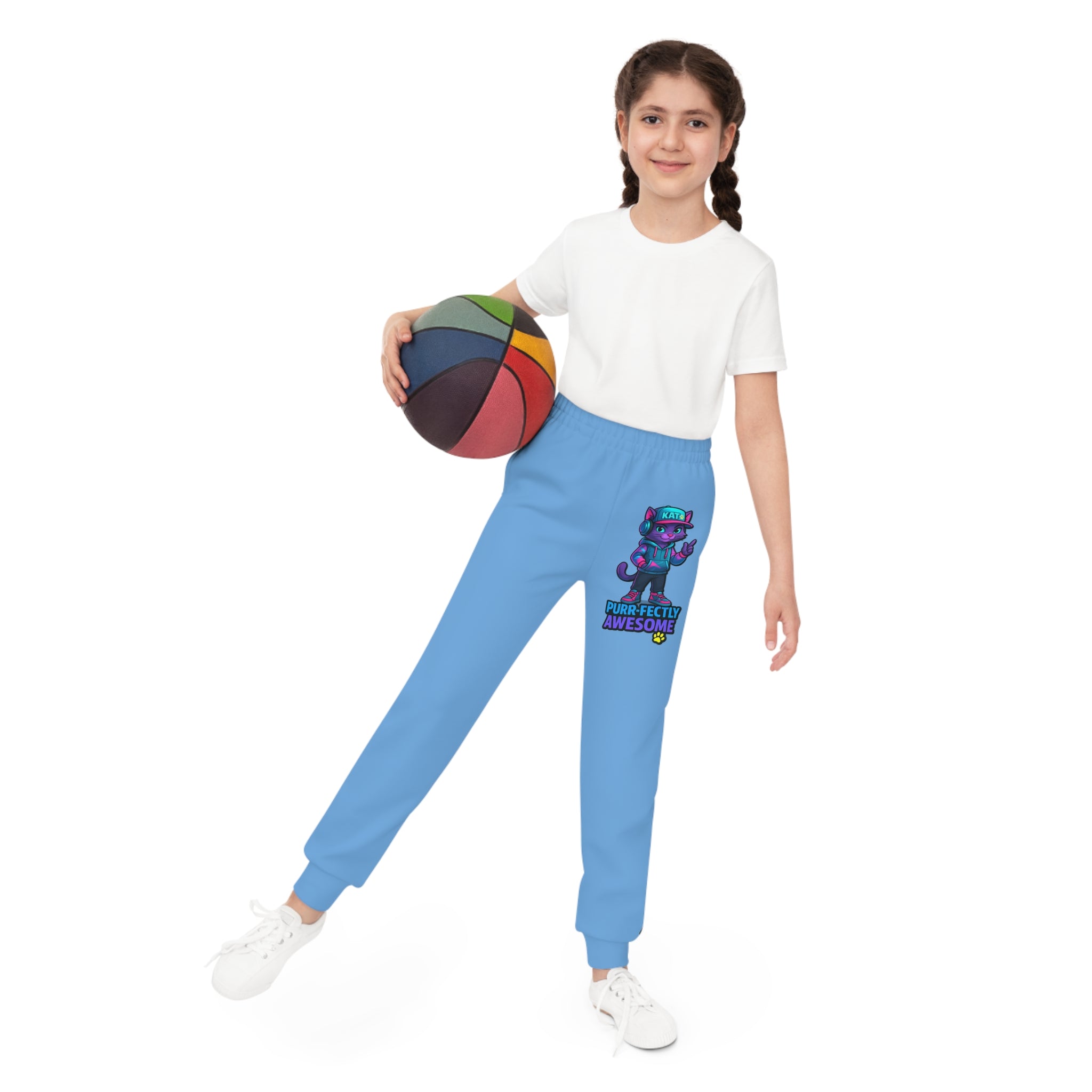 DJ KAT PAWS Purr-fectly Awesome Youth Joggers | Cozy Lounge Pants for Kids, Perfect for Playtime, Sleepovers, and Casual Outings