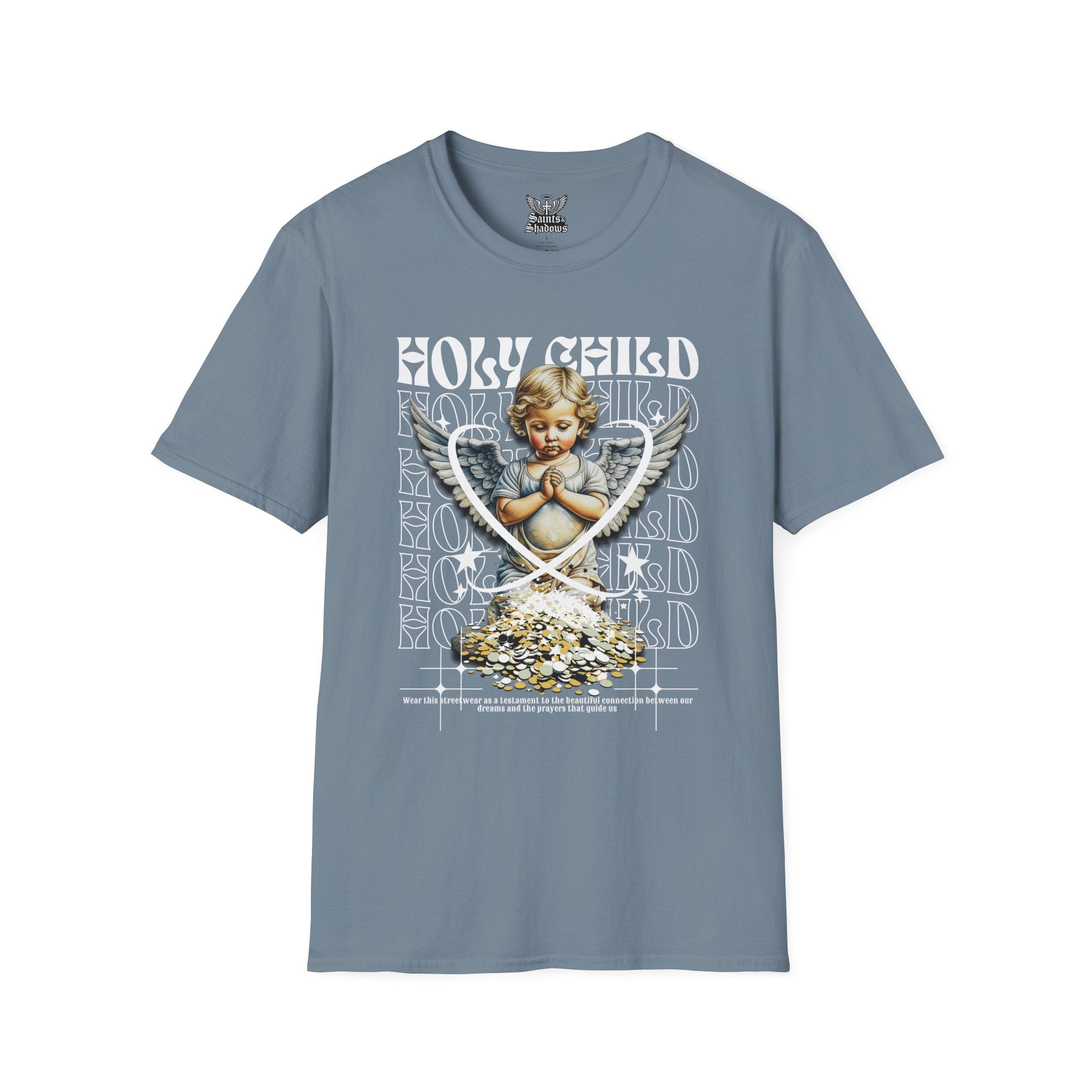 Saints and Shadows - Holy Child, Angelic Artwork Unisex Softstyle T-Shirt, Casual Wear
