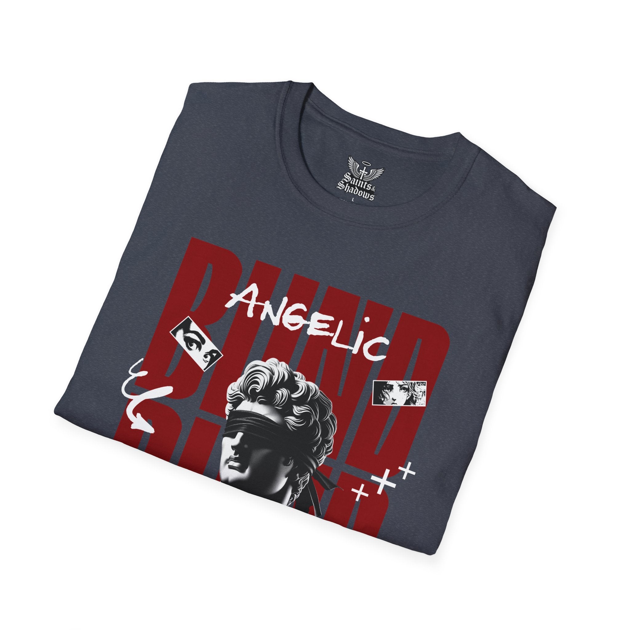 Saints and Shadows - Blind, Angelic Artwork Unisex Softstyle T-Shirt, Casual Wear