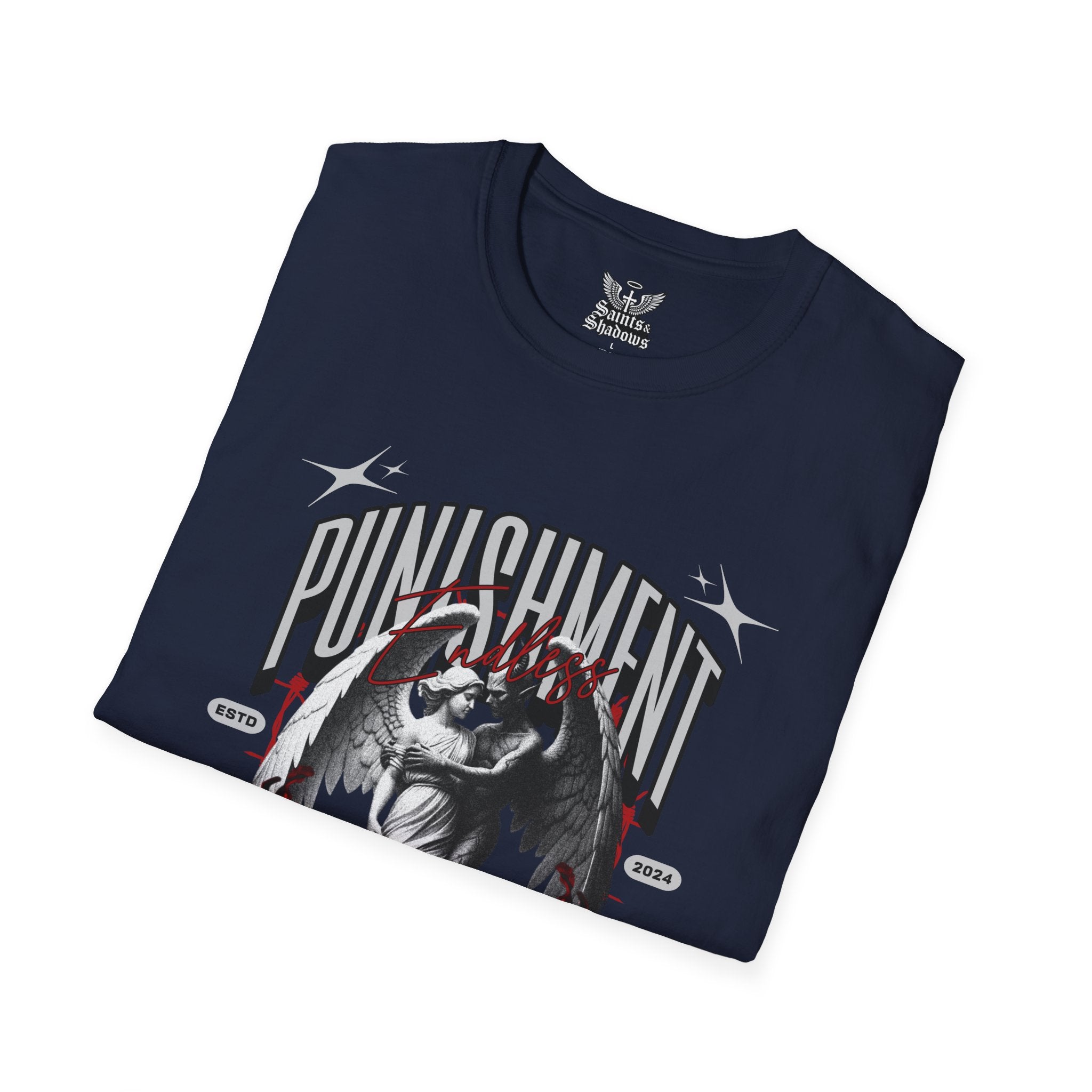 Saints and Shadows - Punishment, Angelic Artwork Unisex Softstyle T-Shirt, Casual Wear