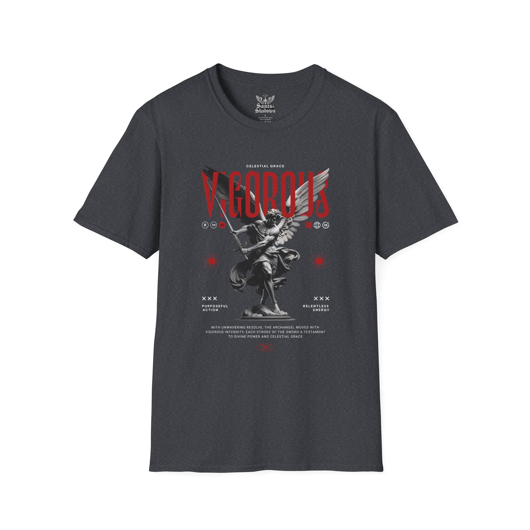 Saints and Shadows - Vigorous, Angelic Artwork Unisex Softstyle T-Shirt, Casual Wear
