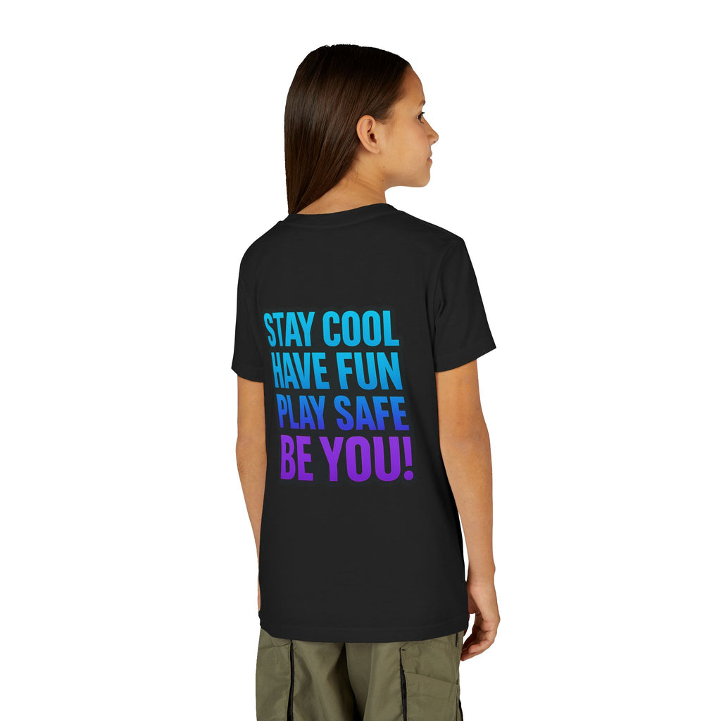 DJ KAT PAWS Paw-sitively Shredding, Skateboarding Youth Tee | Fun Summer Shirt, Motivational Kids T-Shirt, Birthday Gift for Boys & Girls