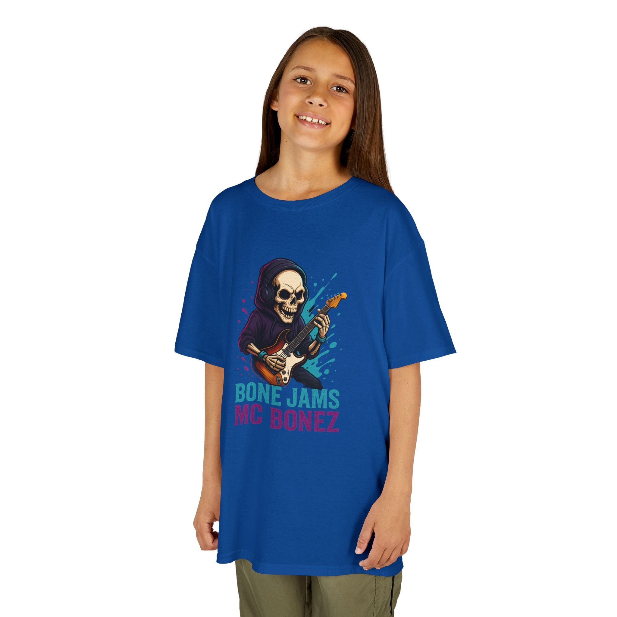 Bone Jams MC Bonez, Kids Tee | Guitar Edition | Cool Graphic Tee, Music Fan Shirt, Unique Gift for Young Musicians