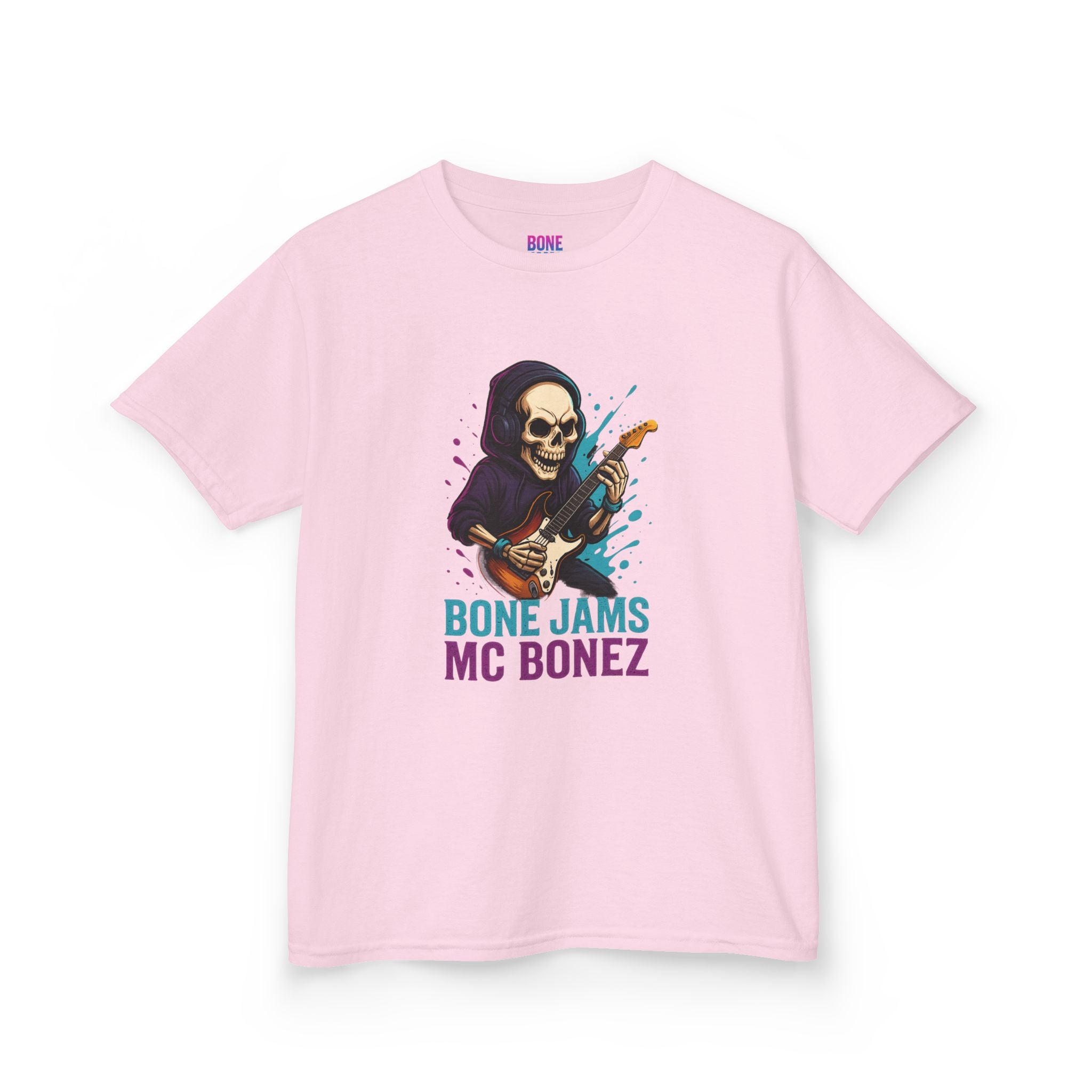 Bone Jams MC Bonez, Kids Tee | Guitar Edition | Cool Graphic Tee, Music Fan Shirt, Unique Gift for Young Musicians