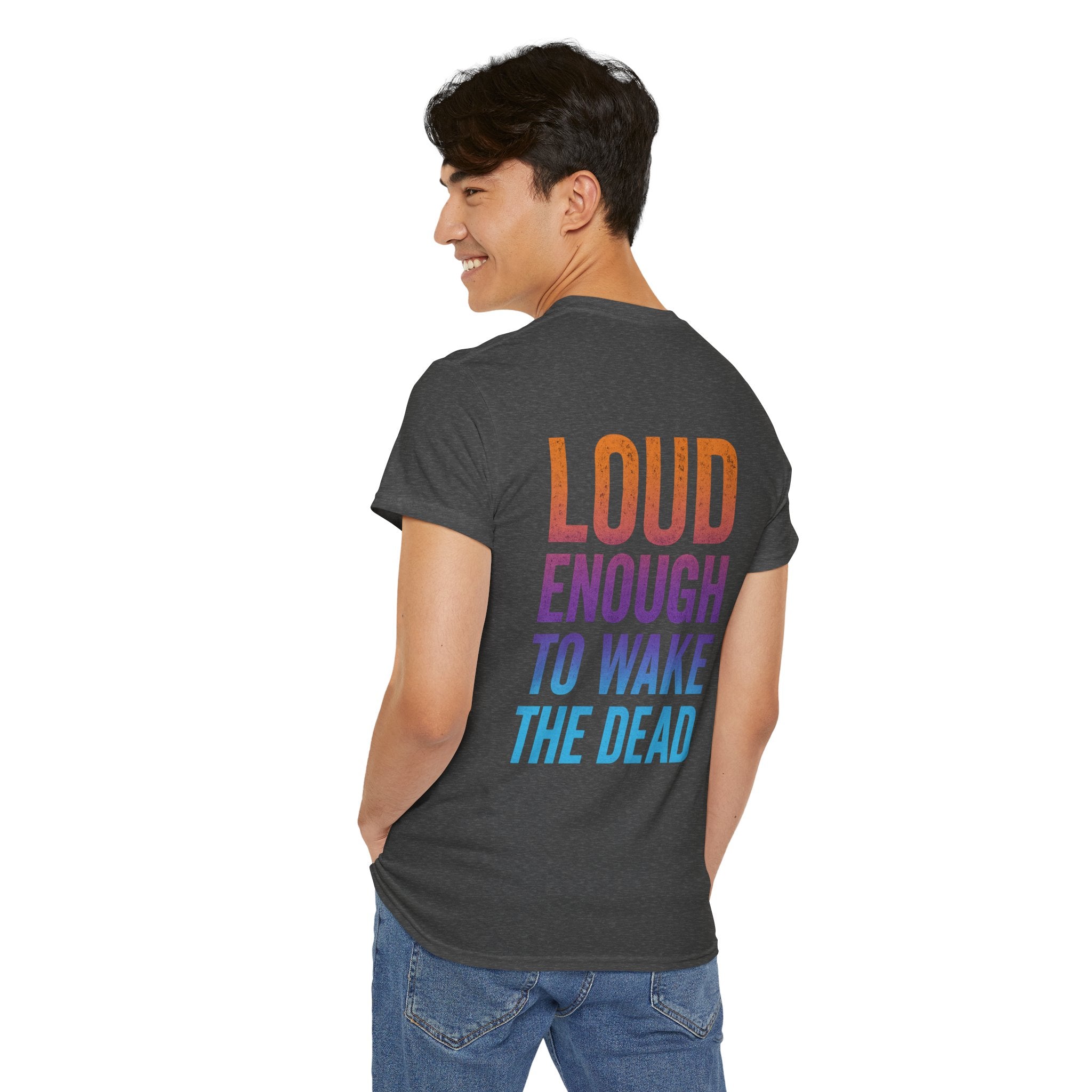 Bone Jams Rockin’ Skeleton, Tee | Loud Enough to Wake the Dead | Unisex Cotton Shirt for Music Lovers, Concerts, Halloween, Gifts