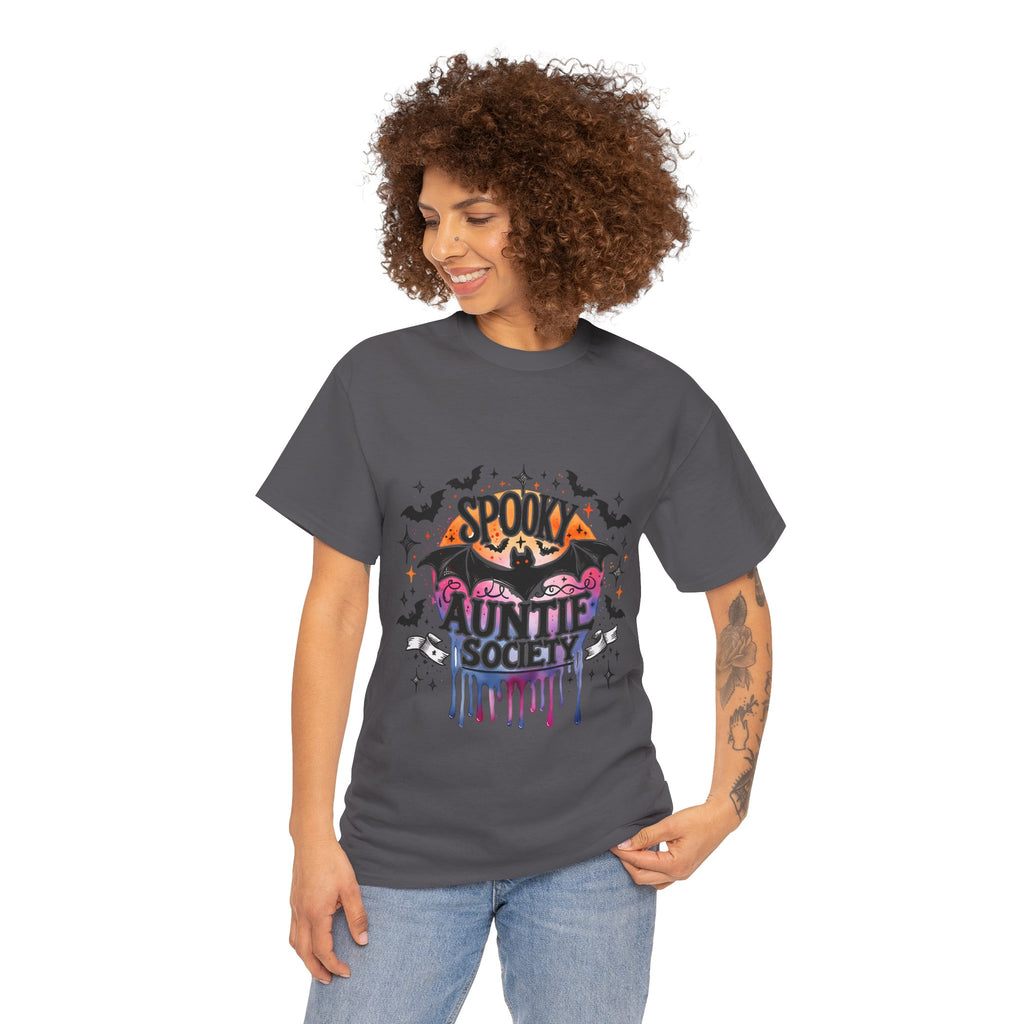 Spooky Auntie Society Tee, Ghost Lovers T-Shirt, Halloween Costume Shirt, Unisex Graphic Tee, Fun Family Gathering Apparel