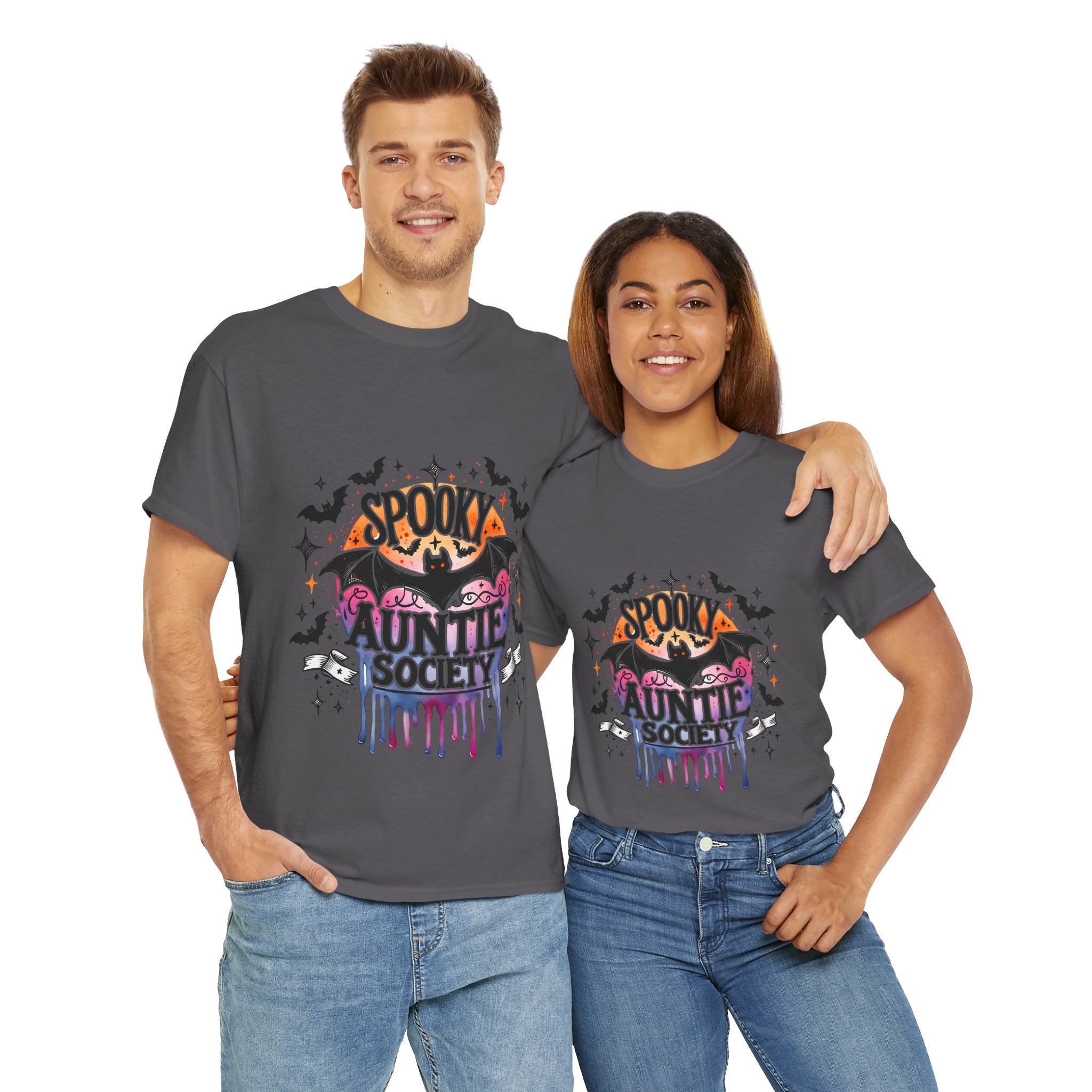 Spooky Auntie Society Tee, Ghost Lovers T-Shirt, Halloween Costume Shirt, Unisex Graphic Tee, Fun Family Gathering Apparel