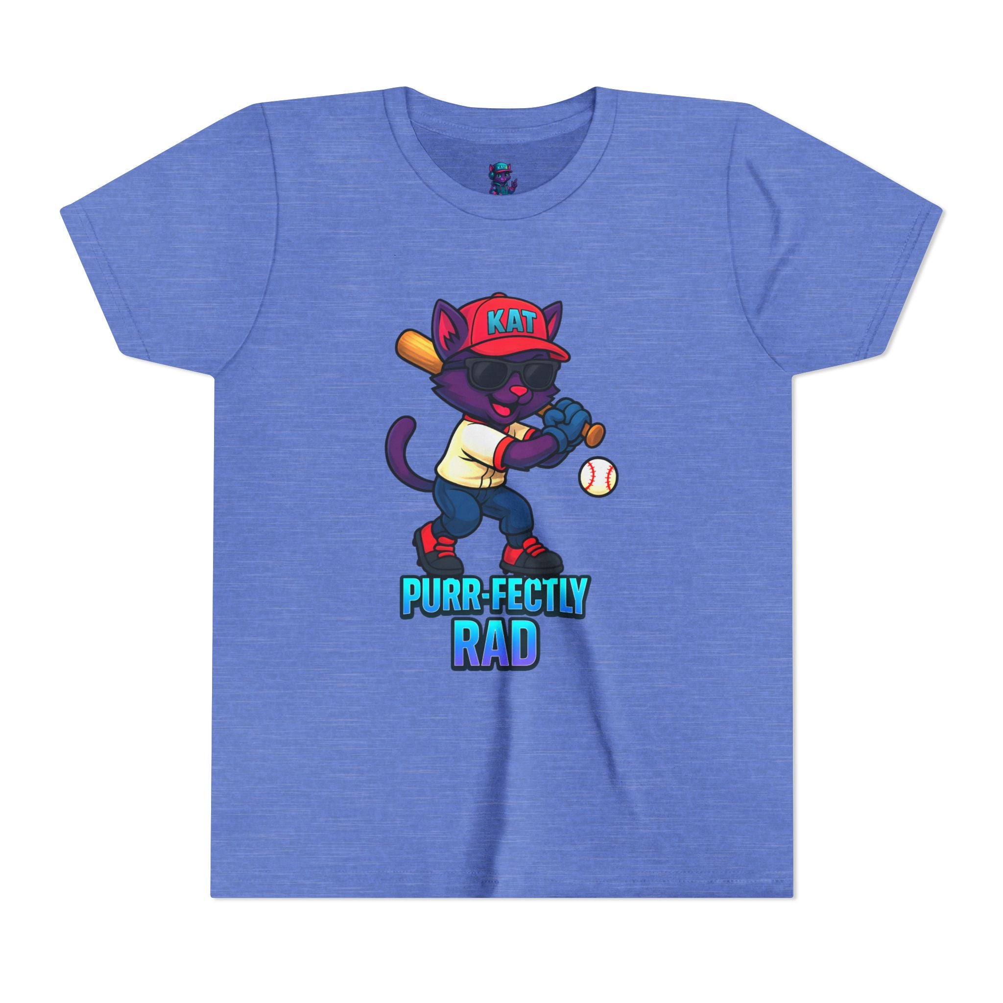 DJ KAT PAWS – Purr-fectly Rad Baseball Youth Tee | Fun Kids Graphic Shirt, Cool Cat Design, Perfect for Birthdays, Playdates & Sports Events