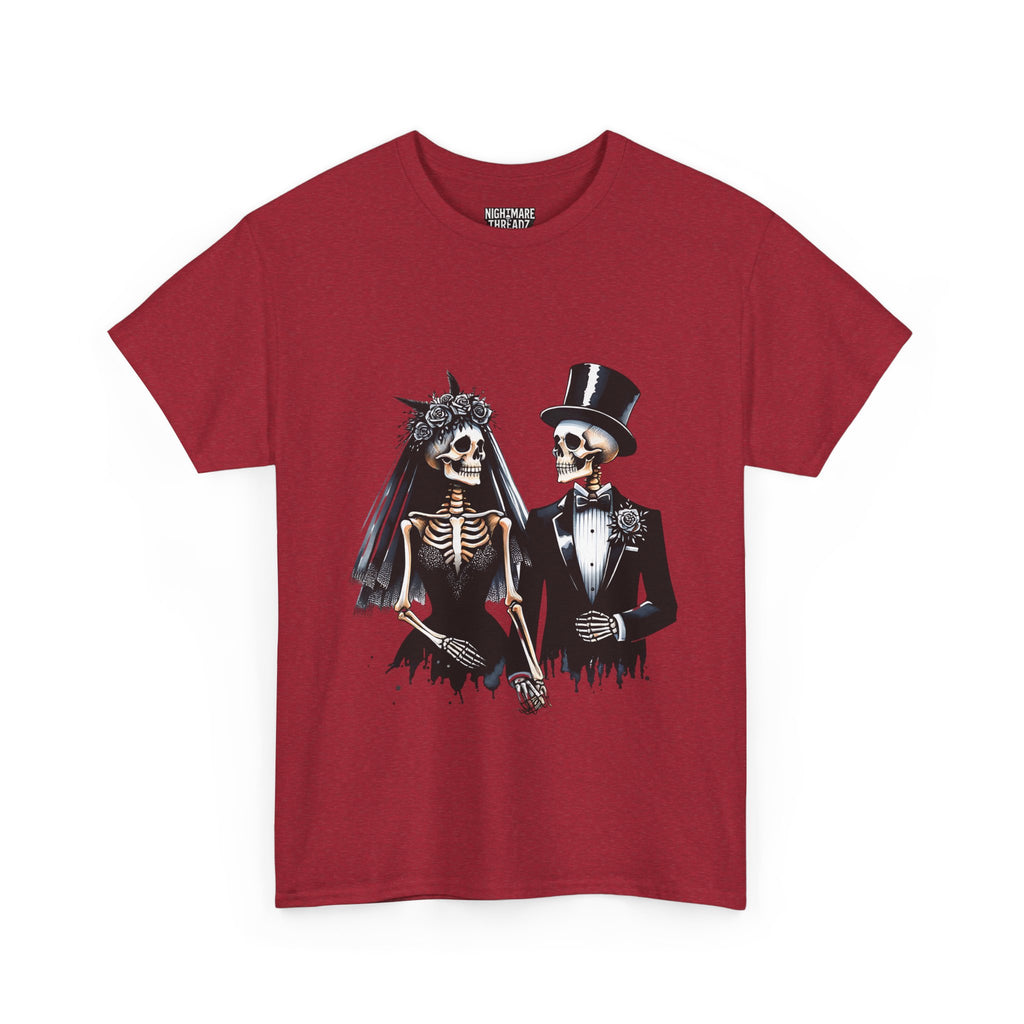 Skeleton Bride and Groom Wedding Tee - Horror Graphic Tee, Unisex Cotton Shirt, Halloween Costume, Horror Movie Gift, Spooky T-Shirt, Horror Fan Apparel