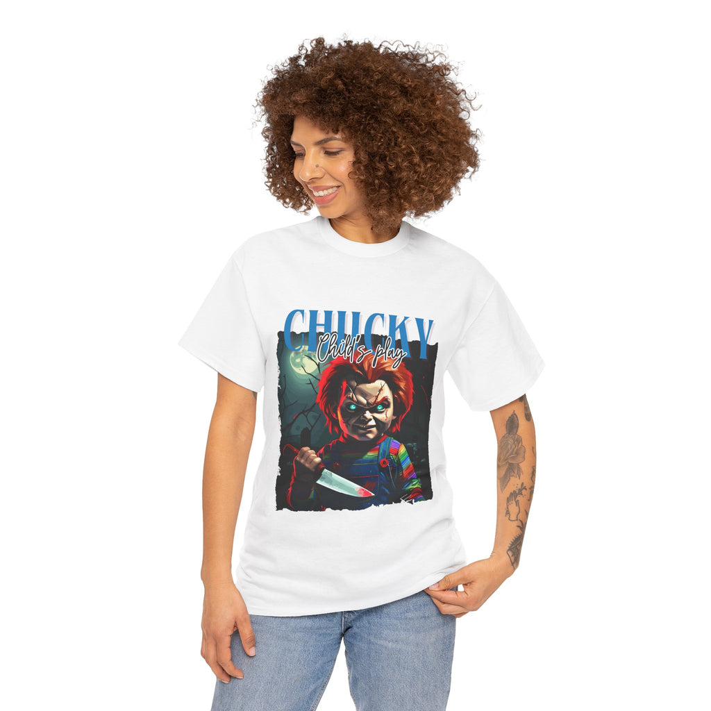Chucky Horror Graphic Tee, Unisex Cotton Shirt, Halloween Costume, Horror Movie Gift, Spooky T-Shirt, Horror Fan Apparel