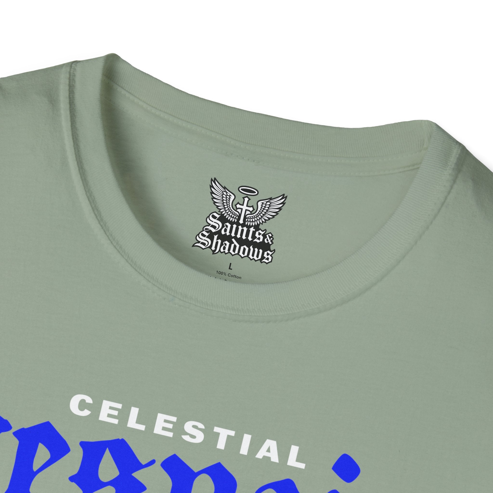 Saints and Shadows - Celestial Despair, Angelic Artwork Unisex Softstyle T-Shirt, Casual Wear