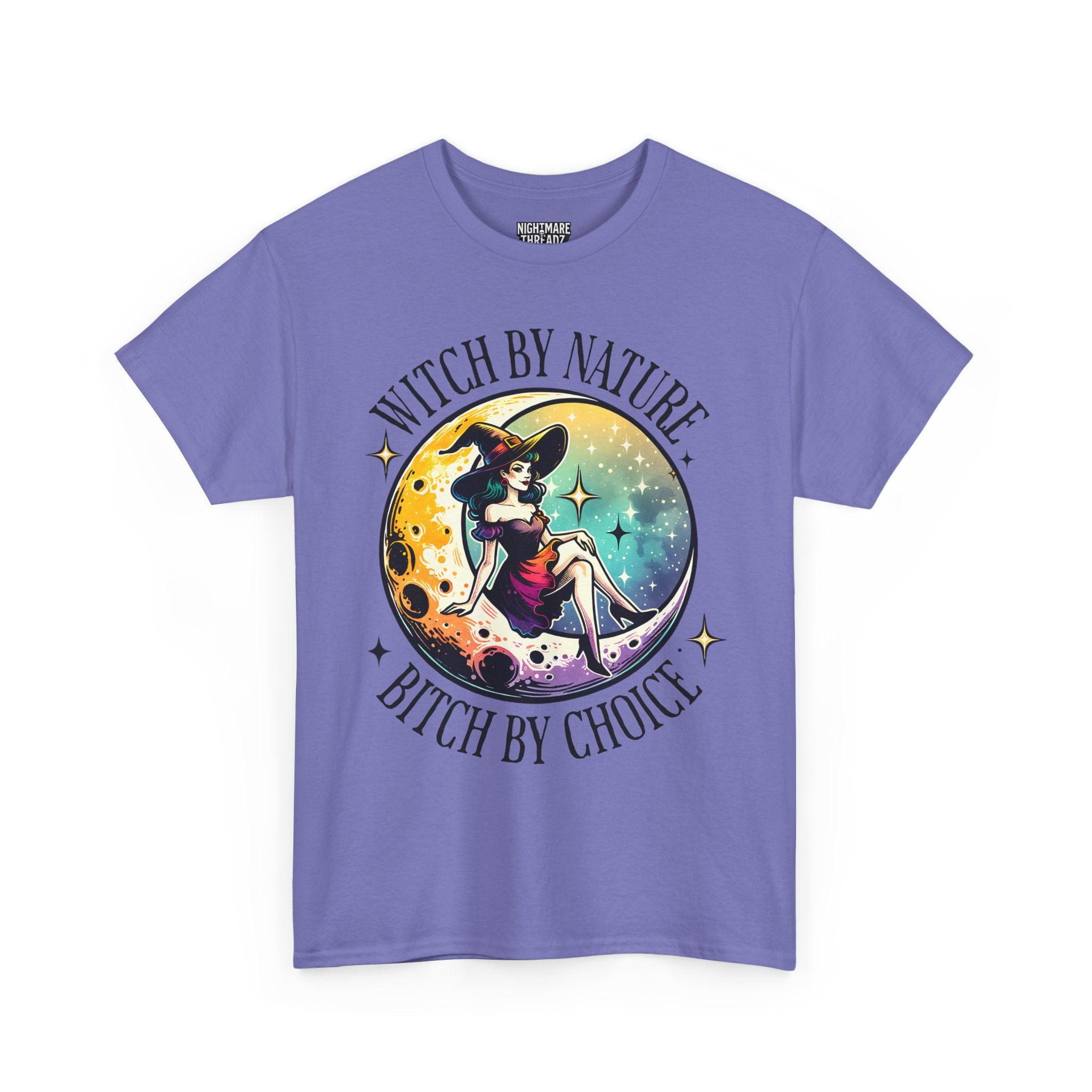 Witchy Cotton Tee - "Witch by Nature, Bitch by Choice" | Unisex Tee for Spooky Season, Boho Fashion, Festival Wear, Gift for Witches