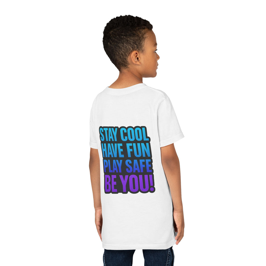 DJ KAT PAWS Paw-Sitive Waves Only, Youth Tee | Kids Surfing T-Shirt, Fun Cat Graphic Top, Summer Apparel, Gifts for Animal Lovers