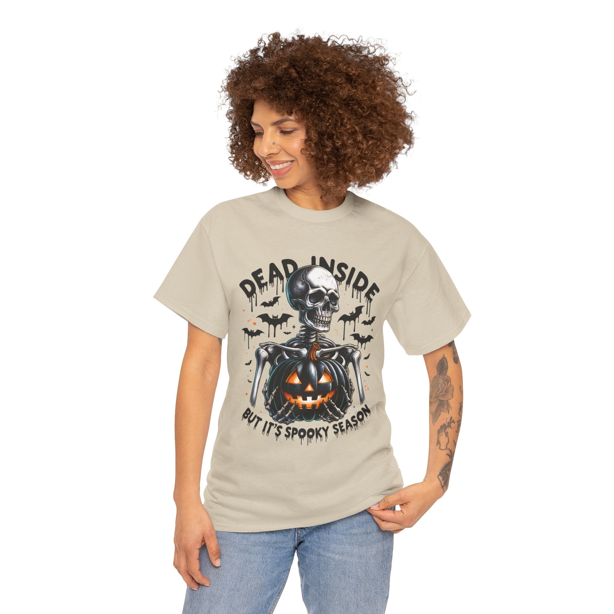 Dead Inside, Spooky Season Tee, Unisex Heavy Cotton T-Shirt, Halloween Shirt, Fun Casual Wear, Graphic Tee, Gift for Halloween Lovers