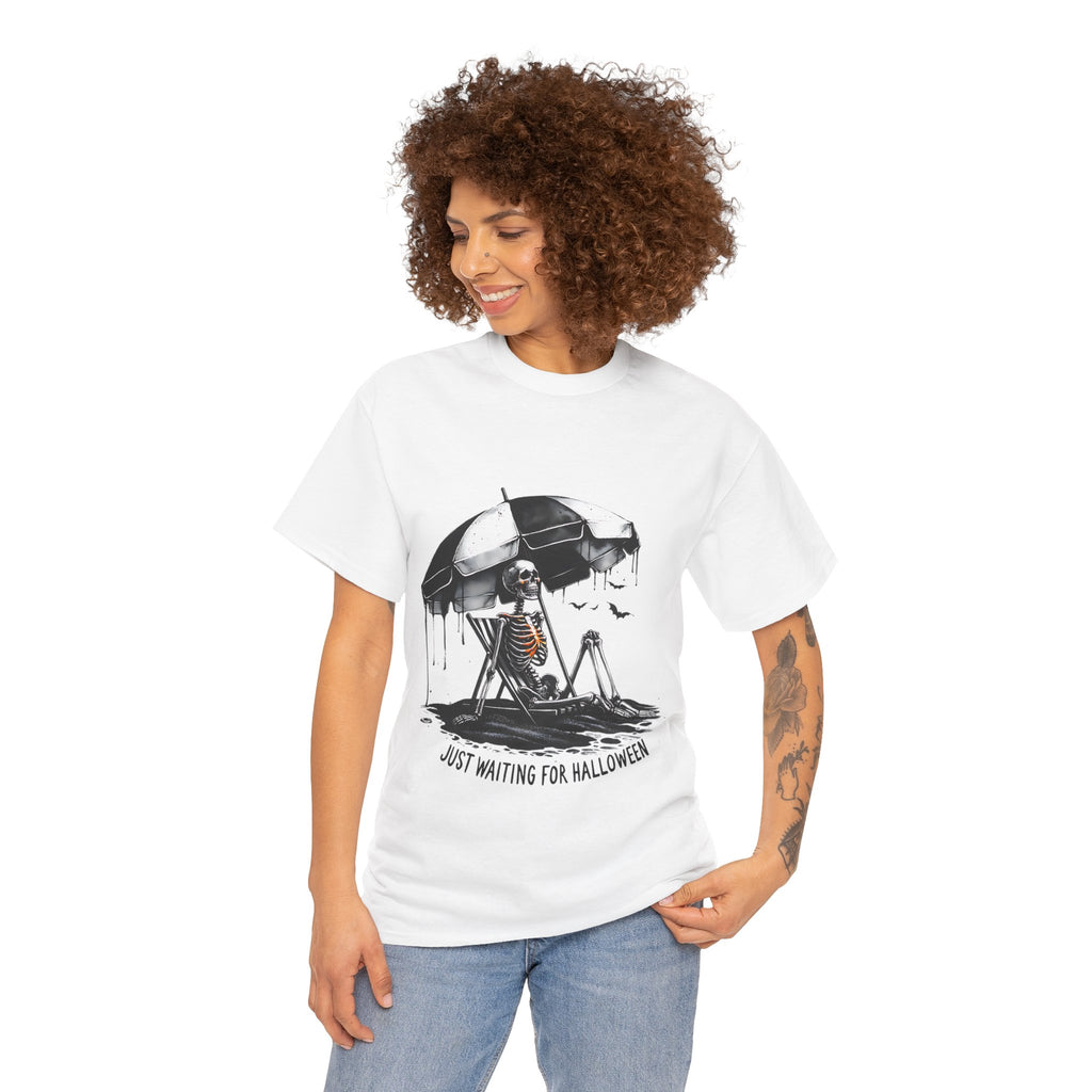 Just Waiting for Halloween, Heavy, Unisex Graphic Shirt, Birthday Gift, Casual Wear, Vintage Style, Floral Design T-shirt