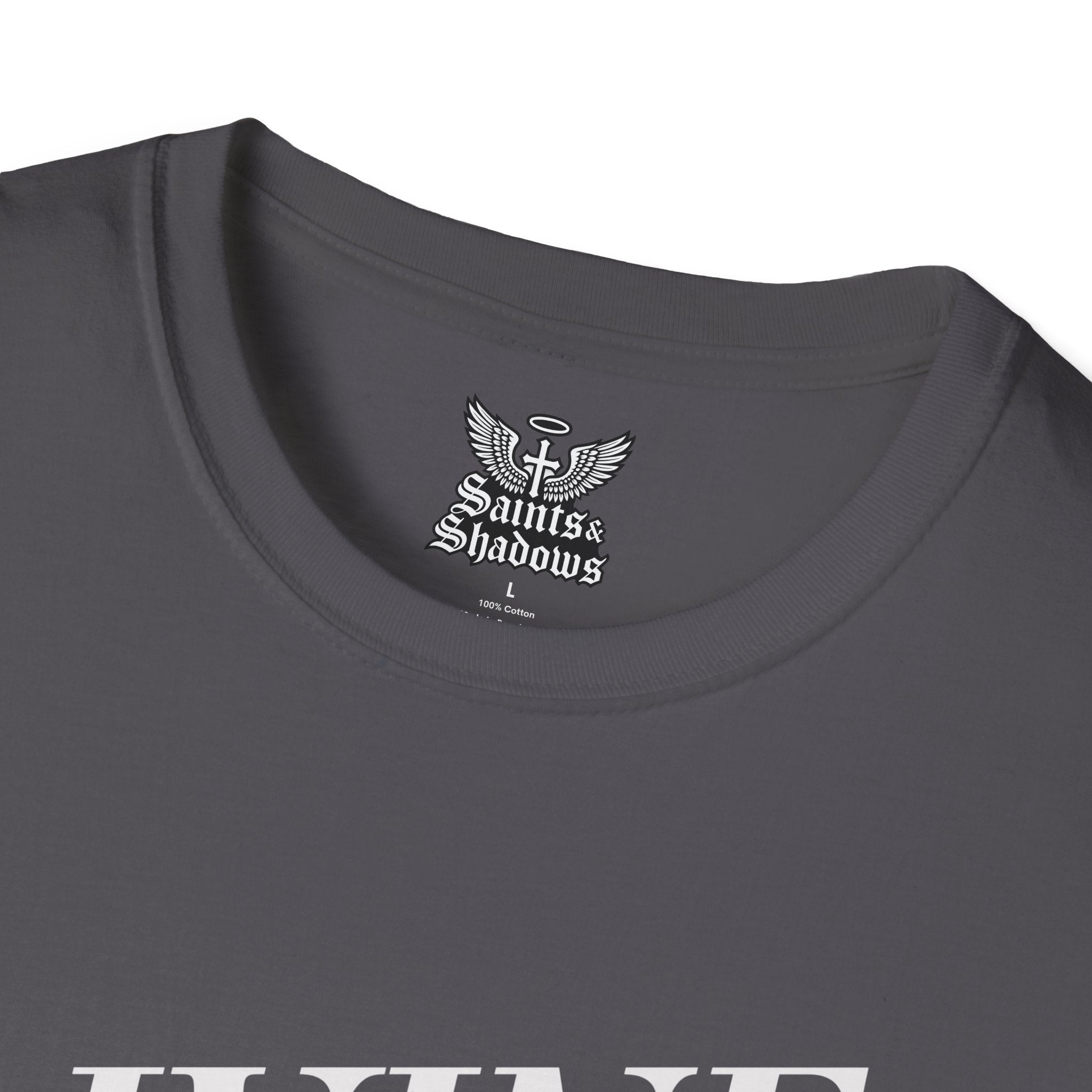 Saints and Shadows - Divine, Angelic Artwork Unisex Softstyle T-Shirt, Casual Wear