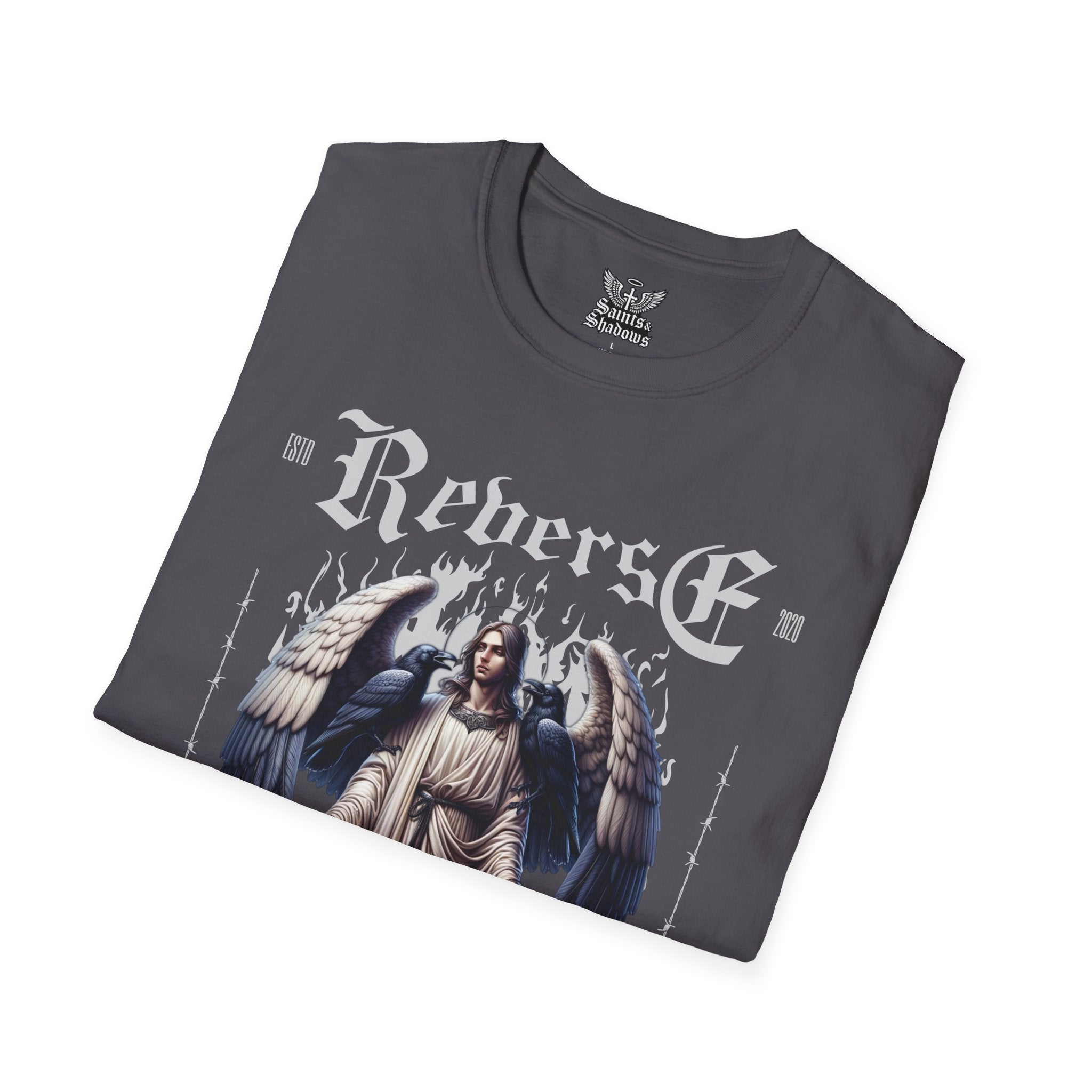 Saints and Shadows - Reverse Centuria, Angelic Artwork Unisex Softstyle T-Shirt, Casual Wear
