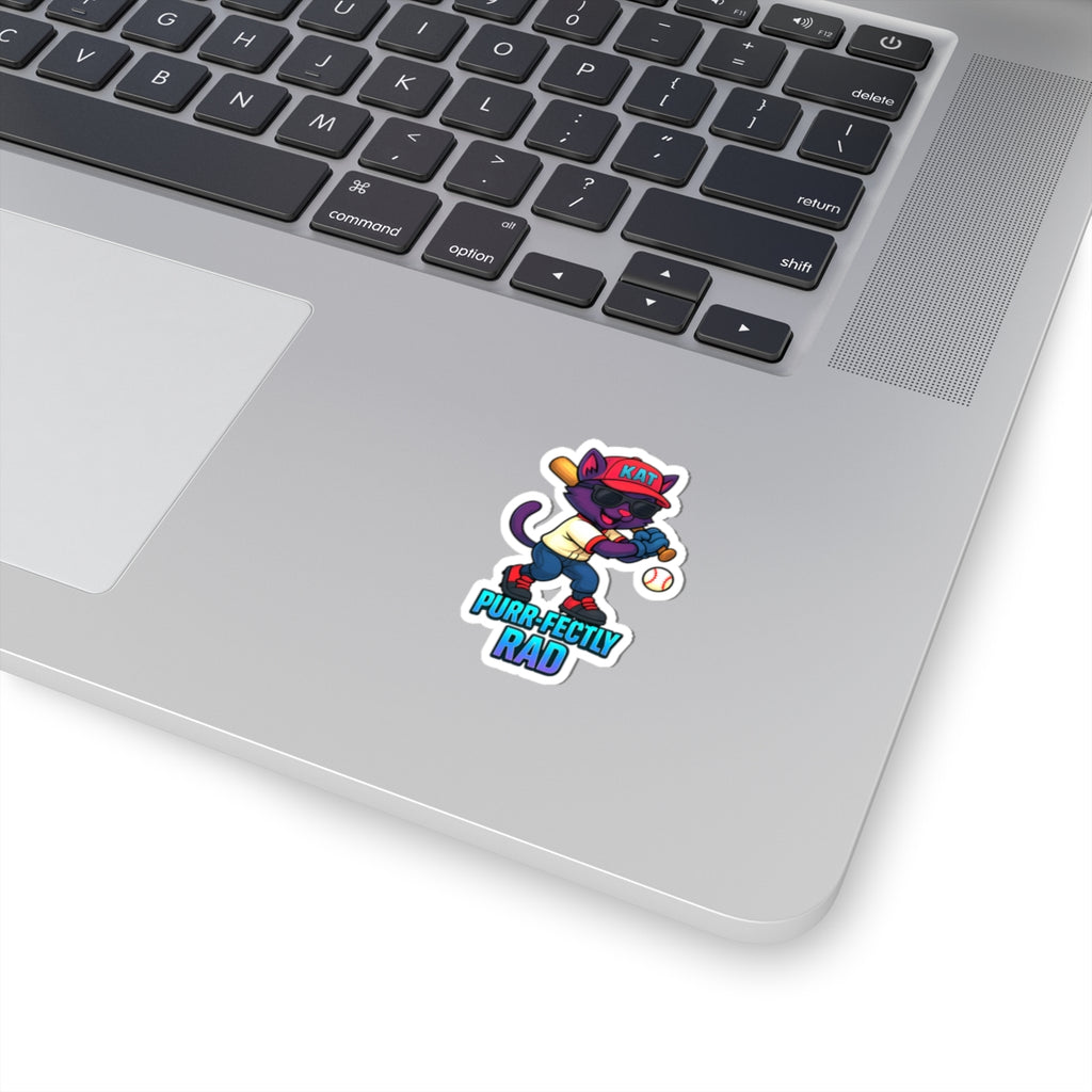 DJ KAT PAWS – Purr-fectly Rad | Cat-Themed Kiss-Cut Stickers, Laptop Decals for Cat Lovers, Fun Gift for Baseball Fans & Wall Decor