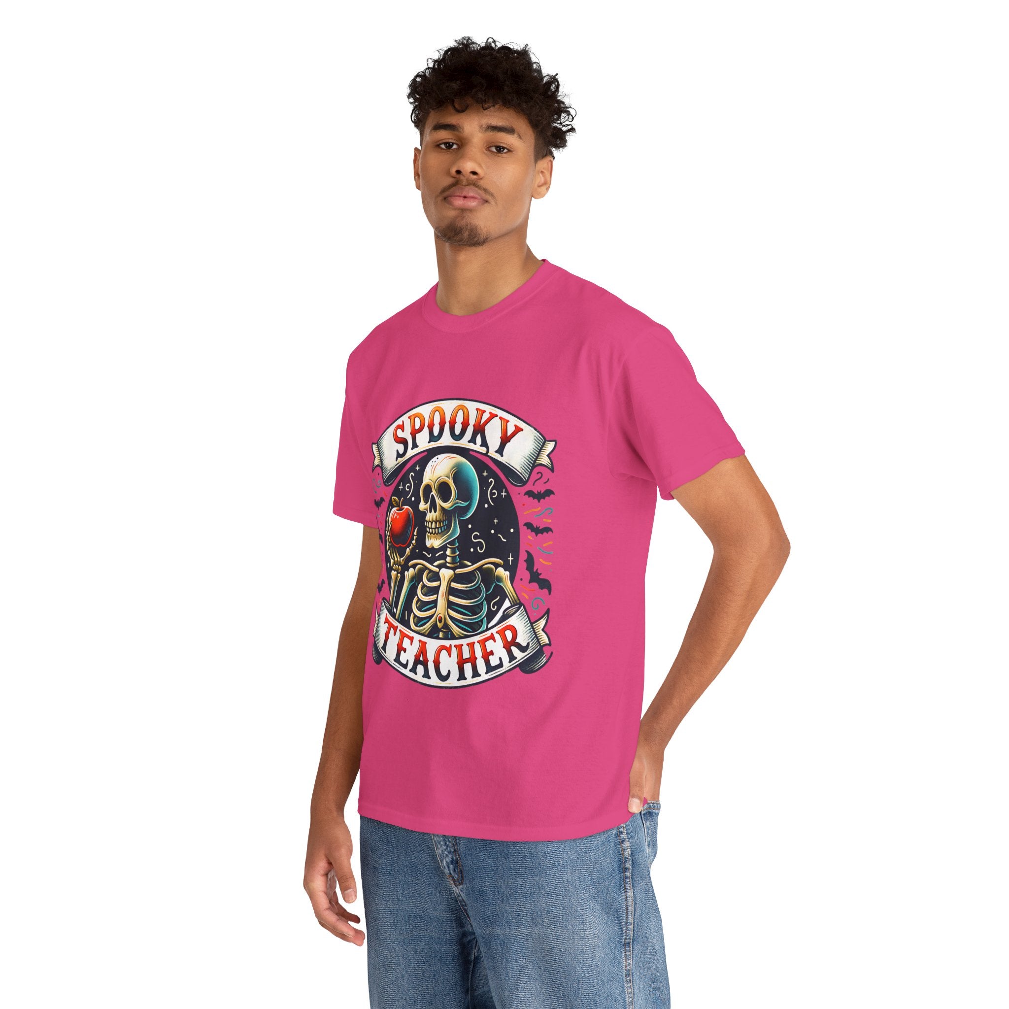 Spooky Teacher Tee, Halloween Shirt, Unisex Cotton T-Shirt, Funny Teacher Gift, Skeleton Design, Fall Apparel