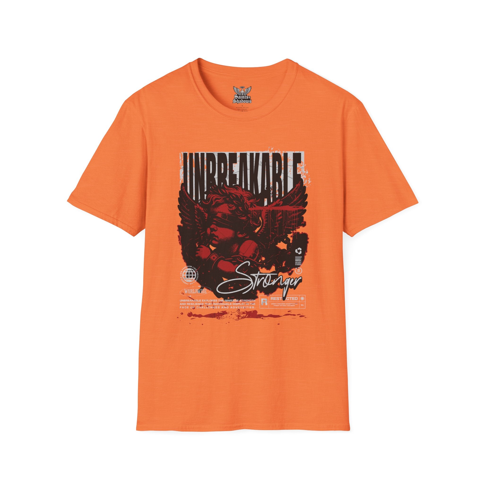 Saints and Shadows - Unbreakabe Strength, Angelic Artwork Unisex Softstyle T-Shirt, Casual Wear