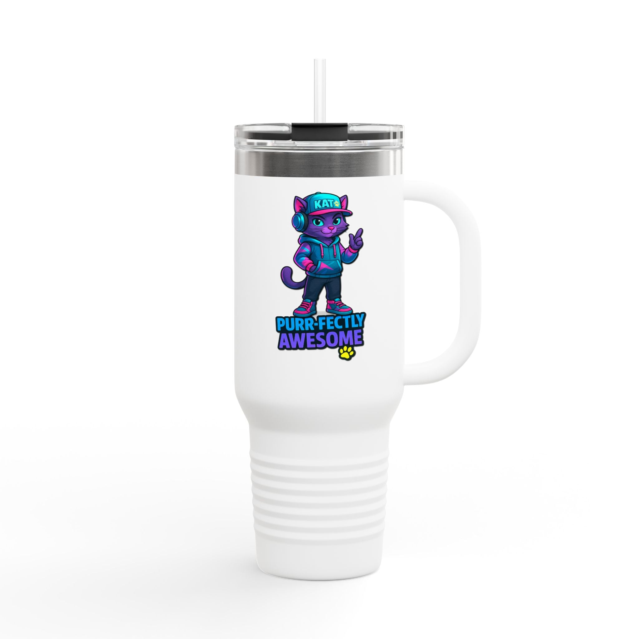 DJ KAT Paws - Purr-fectly Awesome Insulated Travel Mug, 40oz