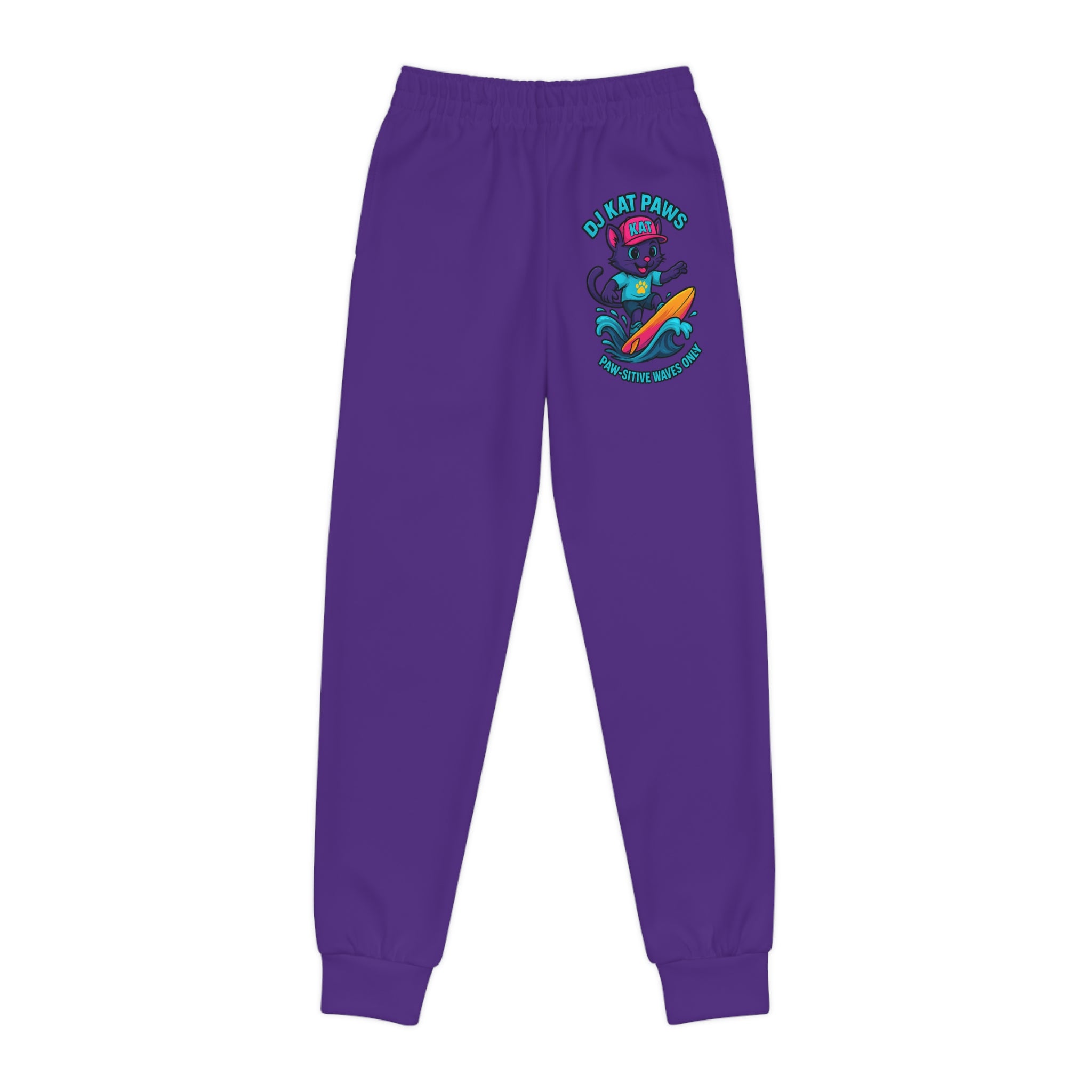 DJ KAT PAWS Paw-sitive Waves Only Youth Joggers - Stay Cool, Play Safe, Be You, Casual Wear, Kids Activewear, Perfect Gift for Boys and Girls
