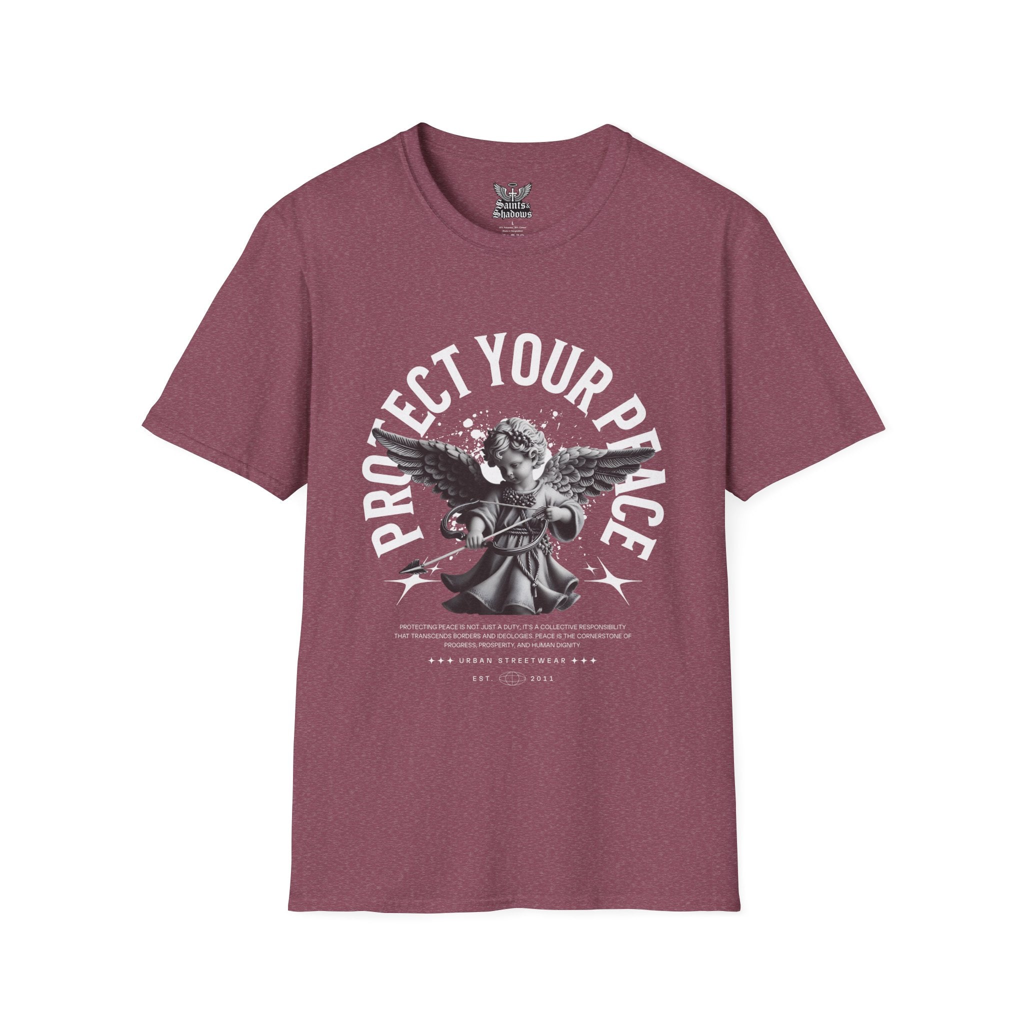 Saints and Shadows - Protect Your Peace, Angelic Artwork Unisex Softstyle T-Shirt, Casual Wear