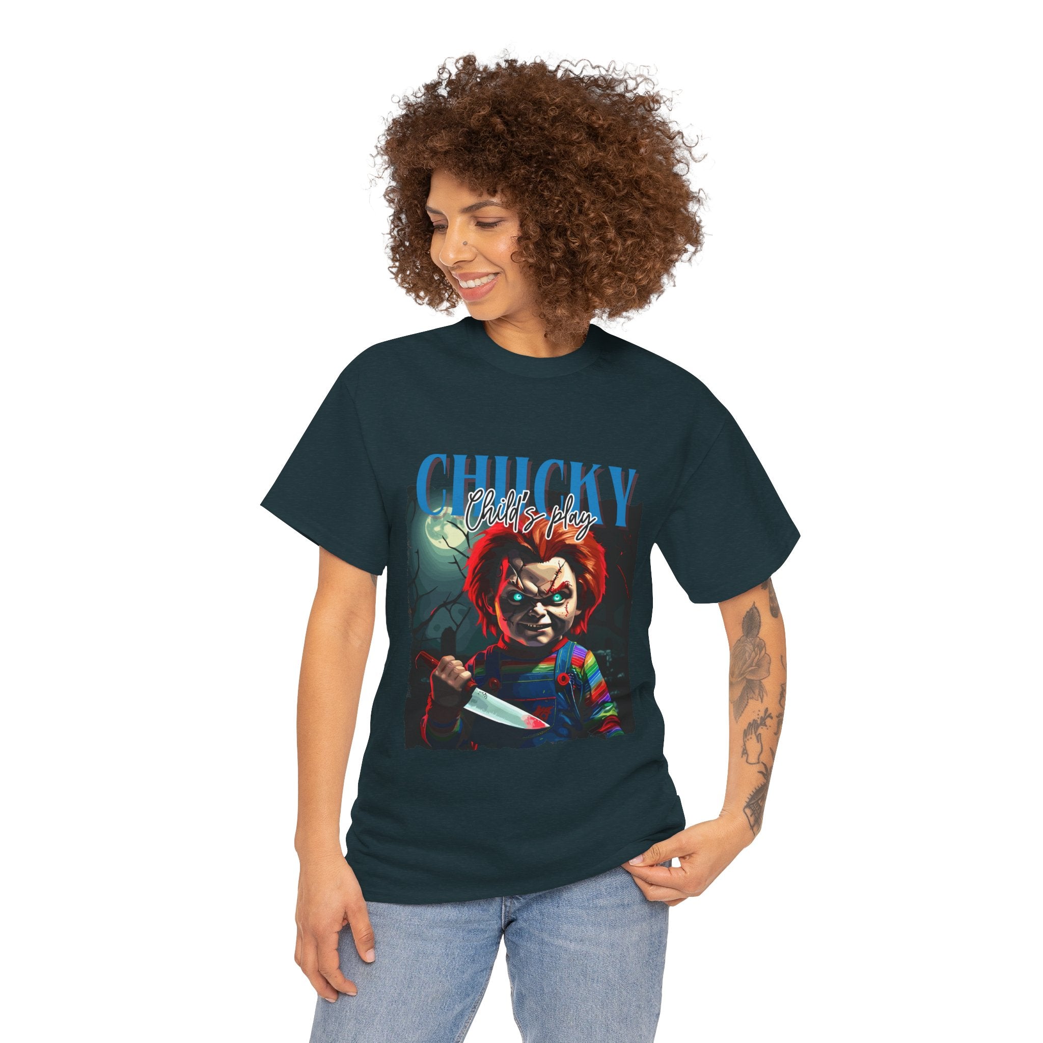 Chucky Horror Graphic Tee, Unisex Cotton Shirt, Halloween Costume, Horror Movie Gift, Spooky T-Shirt, Horror Fan Apparel