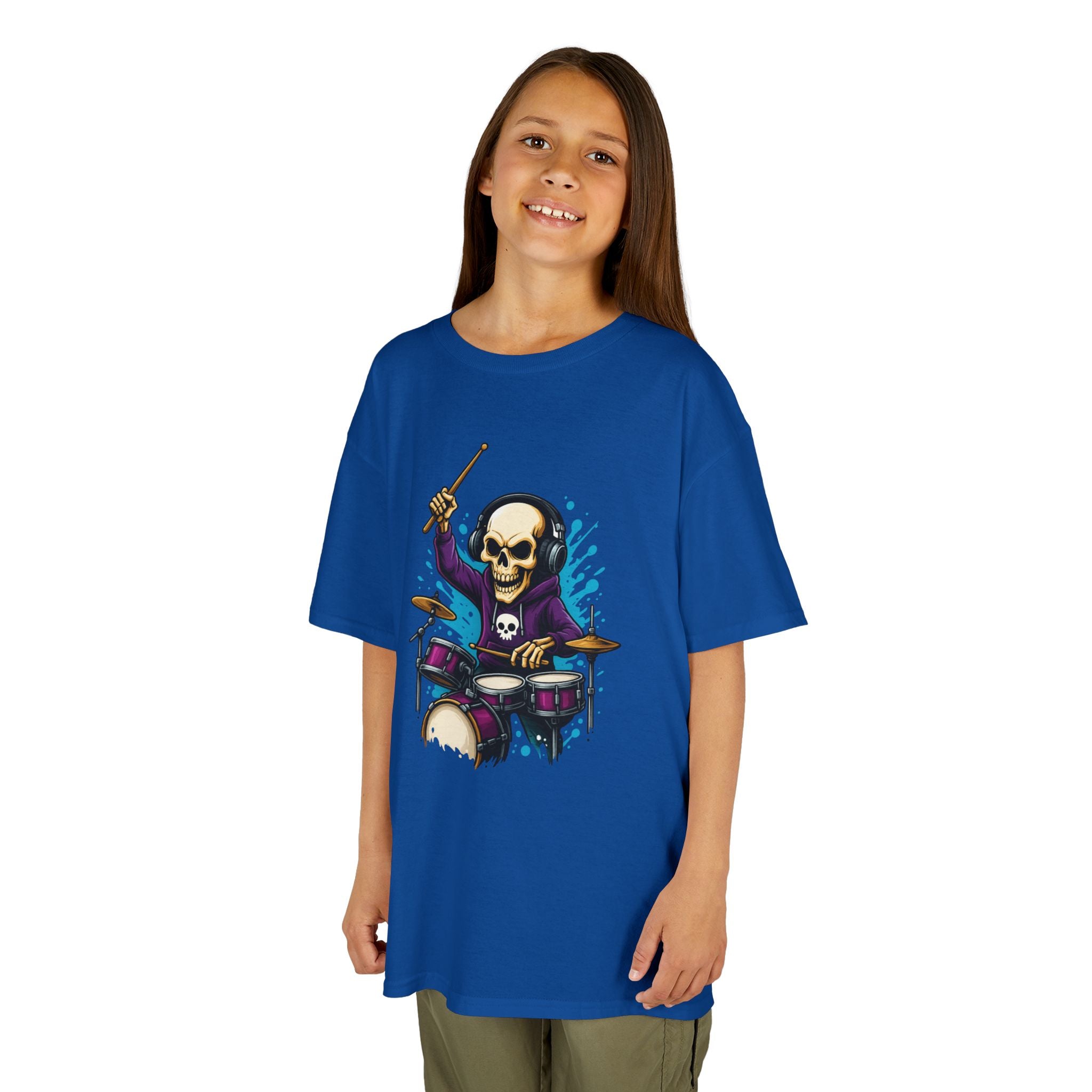 Bone Jams MC Bonez Kids Tee | Drummer Edition | Halloween Costume, Birthday Gift & Drop Dead Beats Apparel