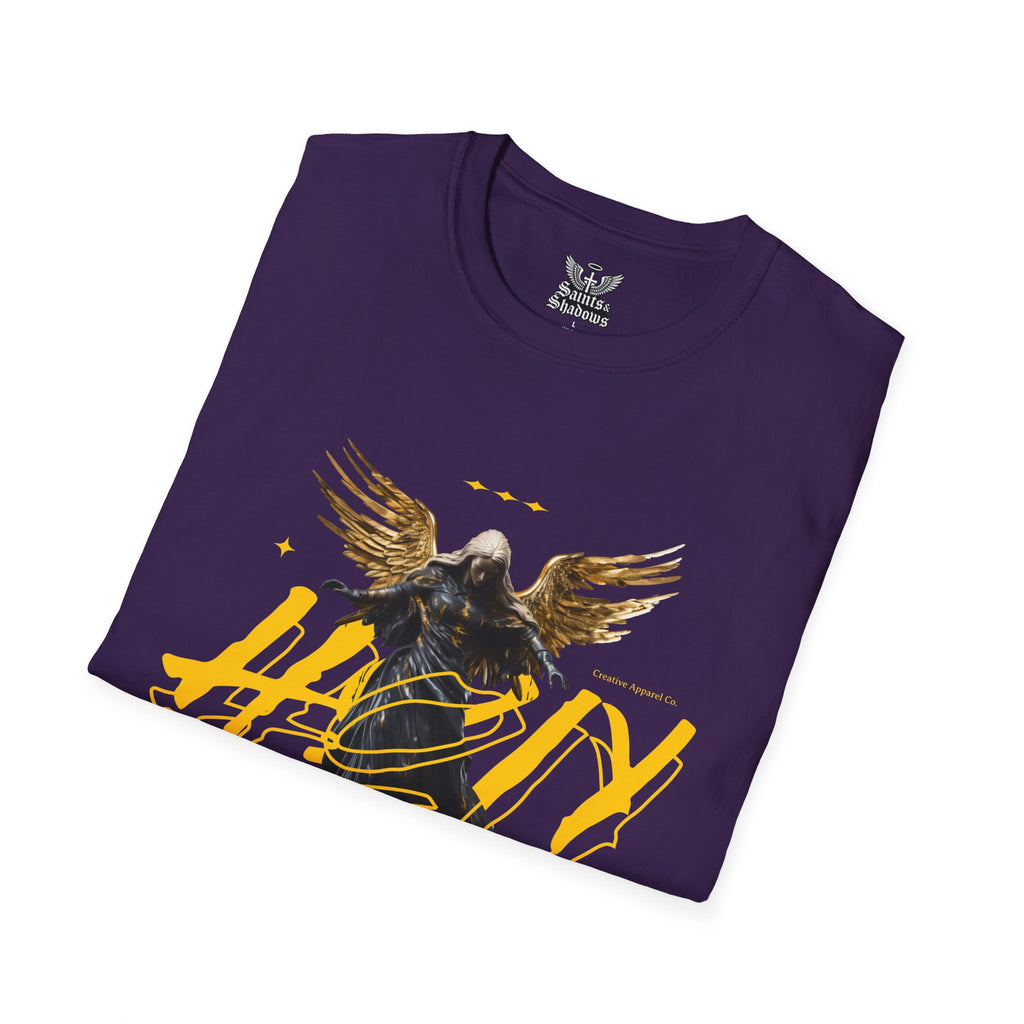 Saints and Shadows - Holy Wings, Angelic Artwork Unisex Softstyle T-Shirt, Casual Wear