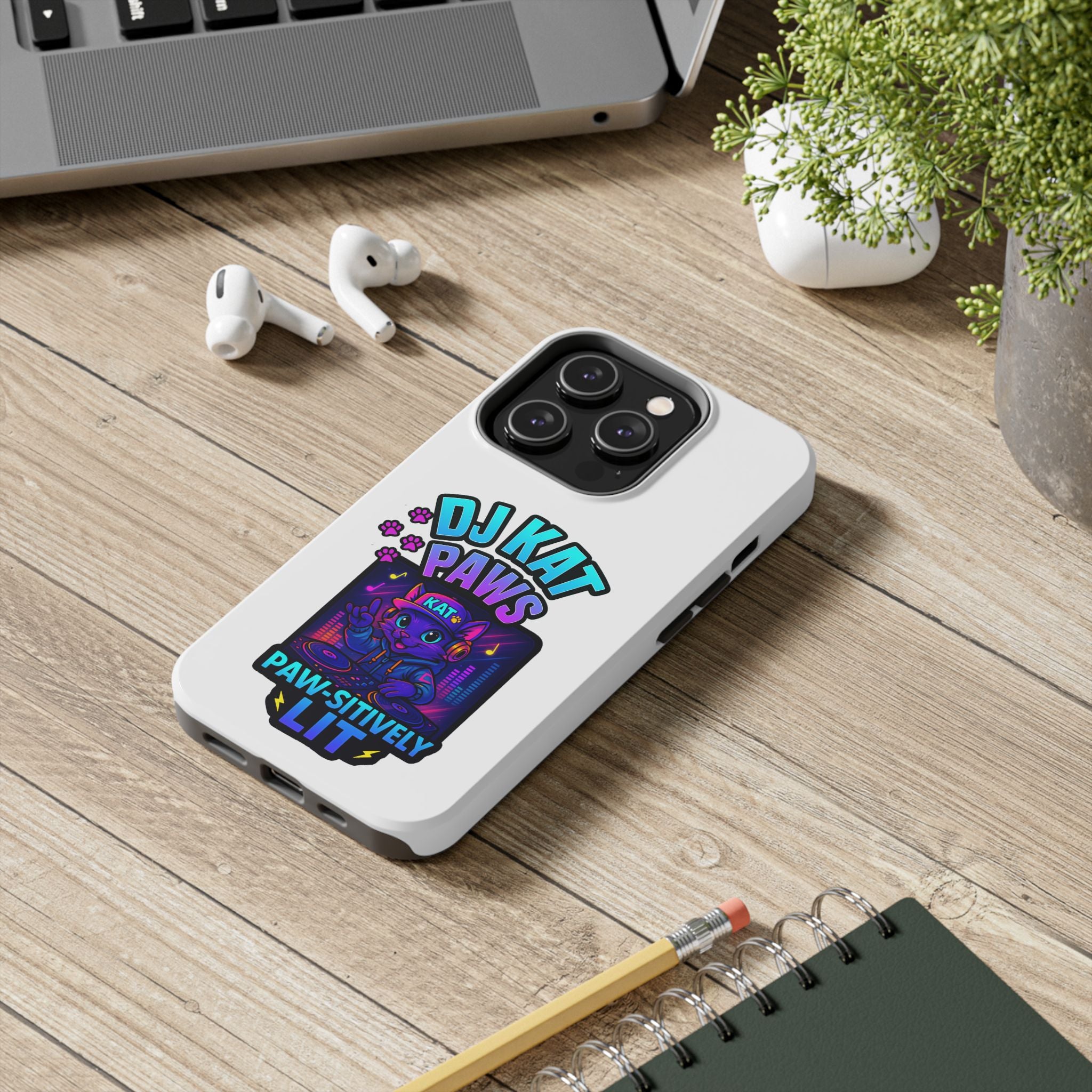 DJ KAT PAWS - Paw-sitively LIT | Tough Phone Cases - Unique Gift for Cat Lovers, Funny Phone Accessory, Music Lover's Case, Pet Owner Present