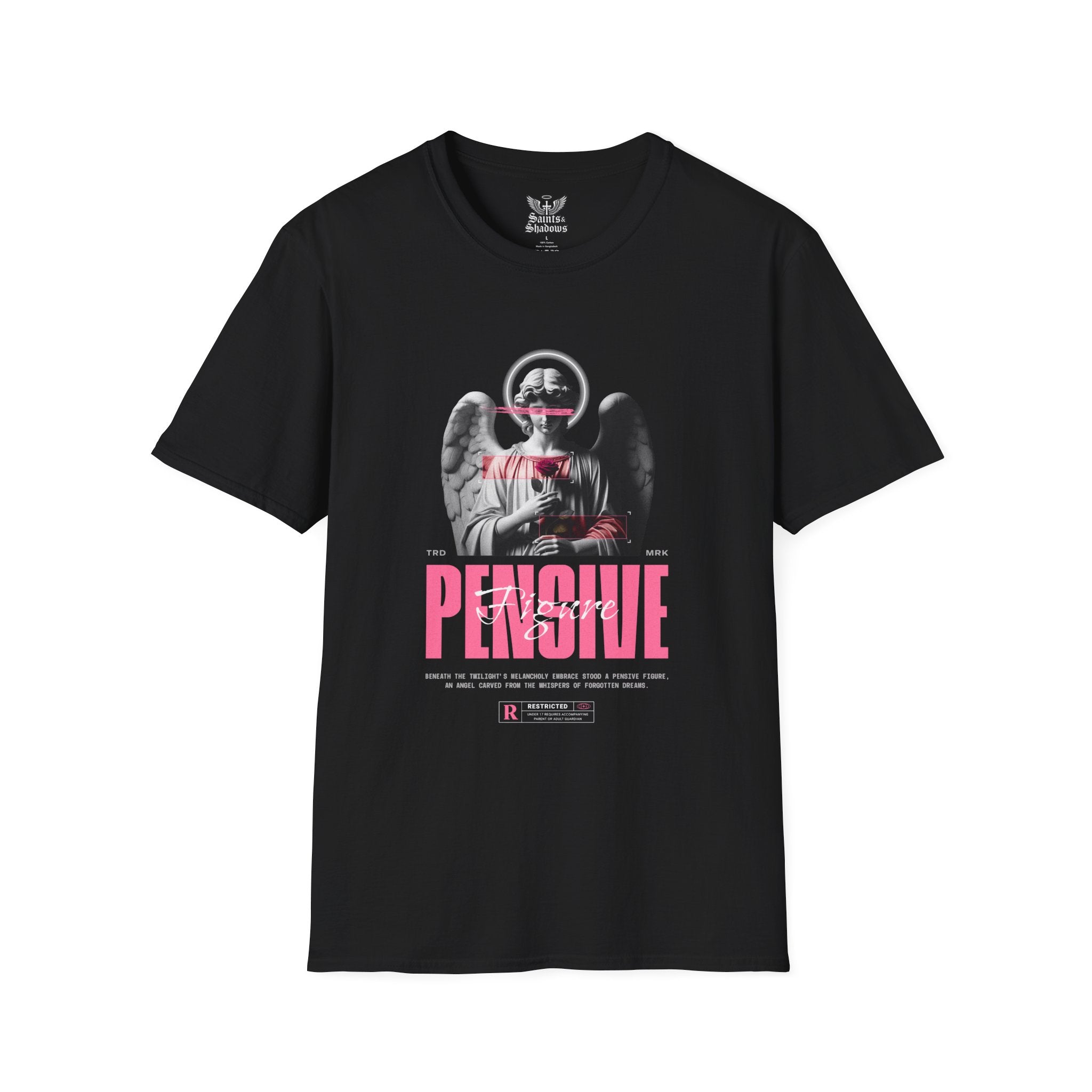 Saints and Shadows - Pensive, Angelic Artwork Unisex Softstyle T-Shirt, Casual Wear