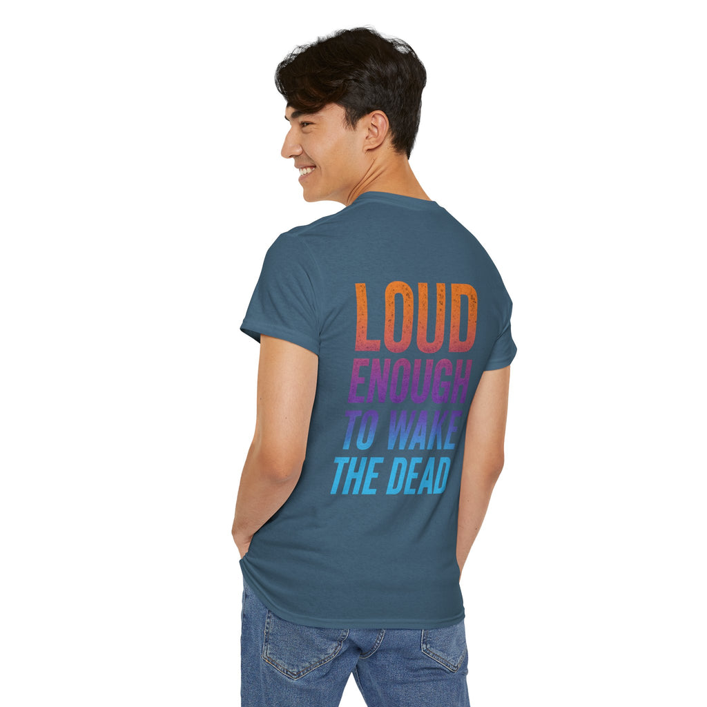 Bone Jams Rockin’ Skeleton, Tee | Loud Enough to Wake the Dead | Unisex Cotton Shirt for Music Lovers, Concerts, Halloween, Gifts